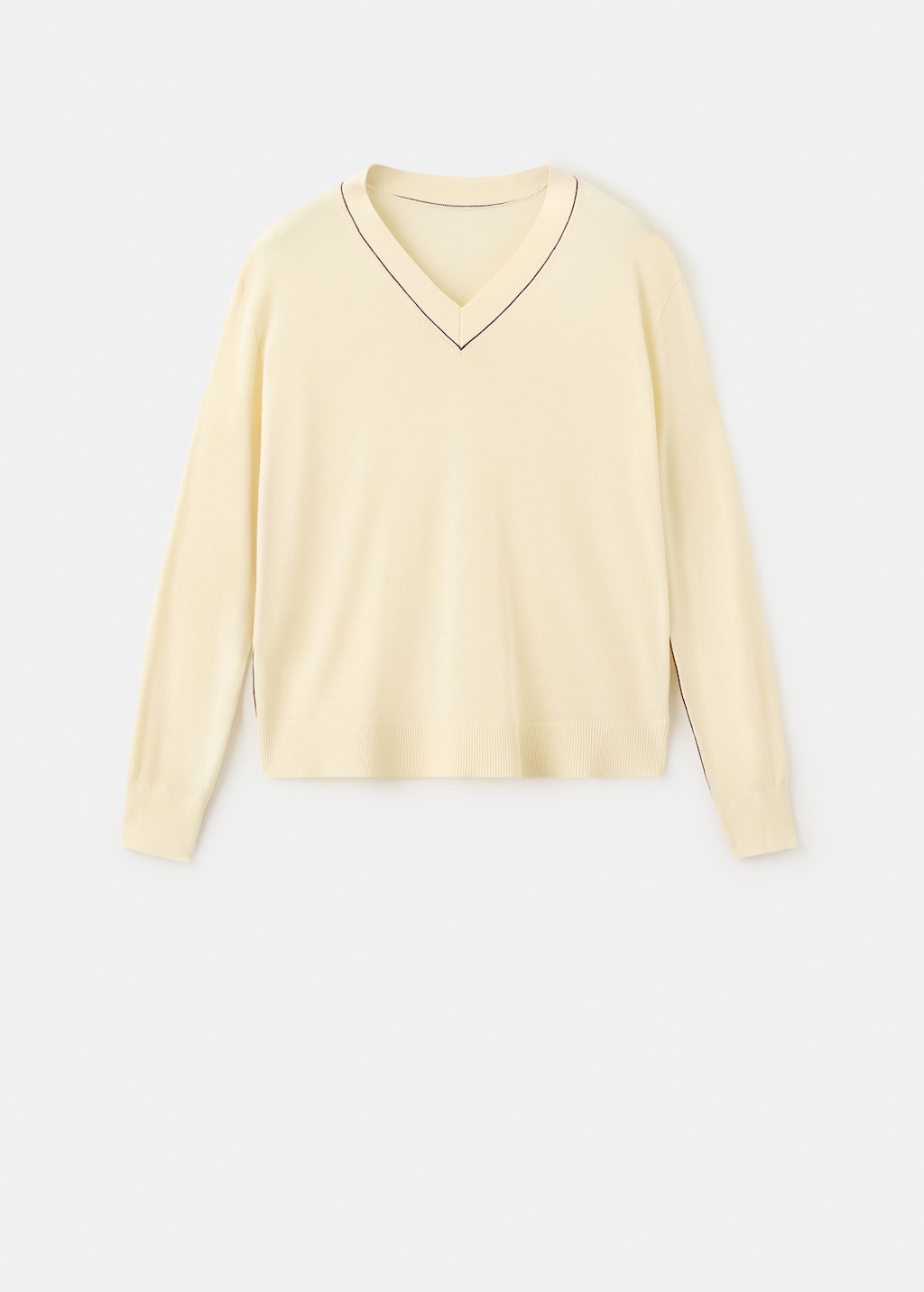 V-neck sweater with contrast piping - image 2