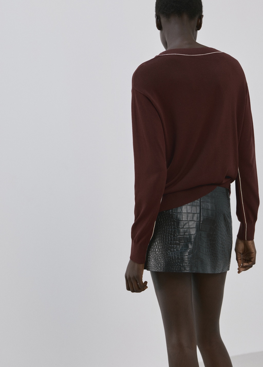Mango V-neck sweater with contrast piping