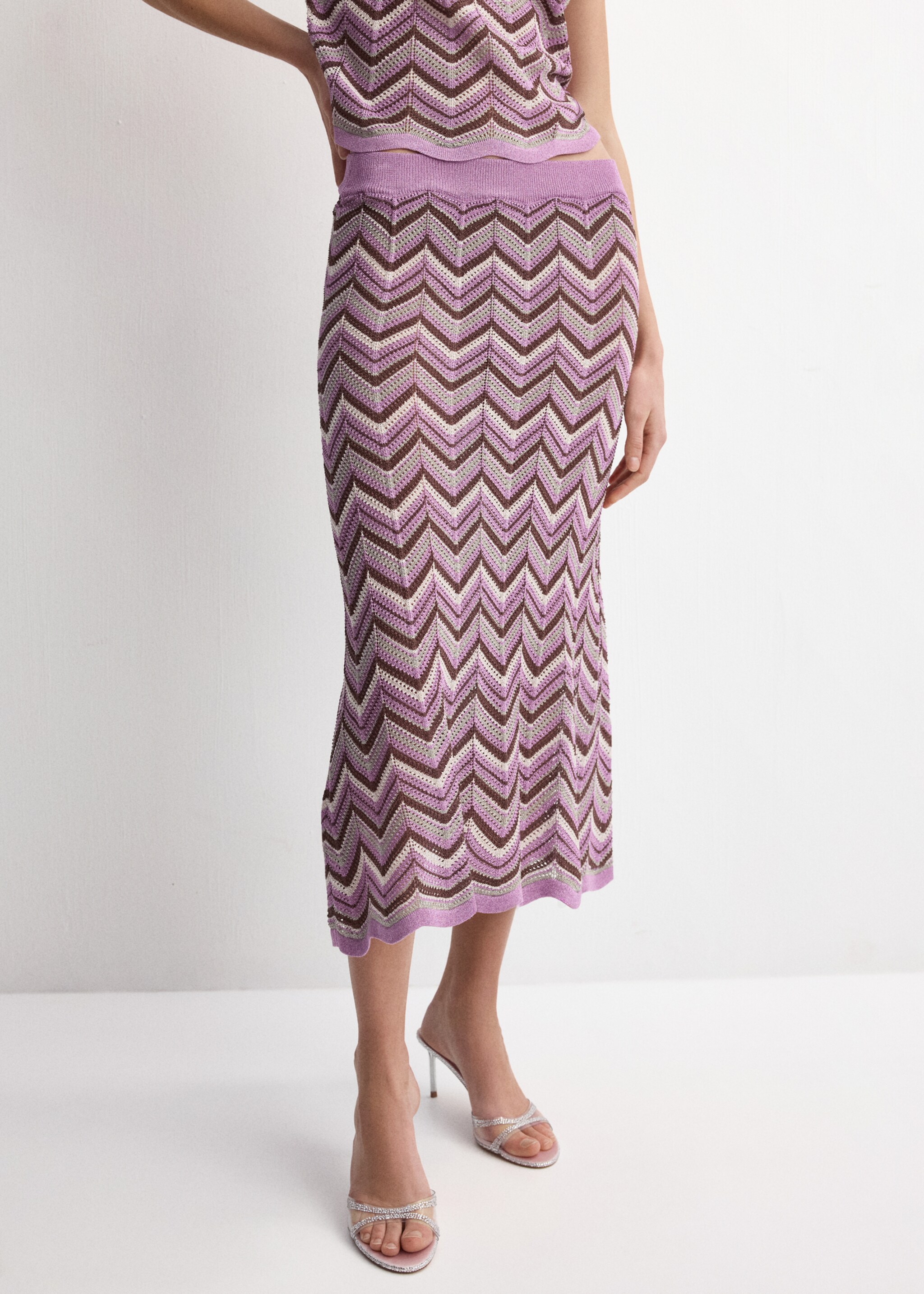 Flared knitted skirt - Medium plane, Purple. Ref: 27094091-00.