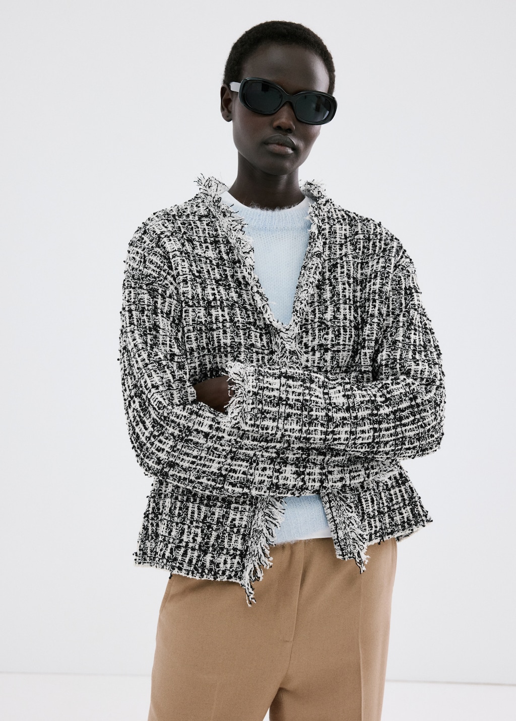 Oversized tweed jacket - Women | MANGO USA