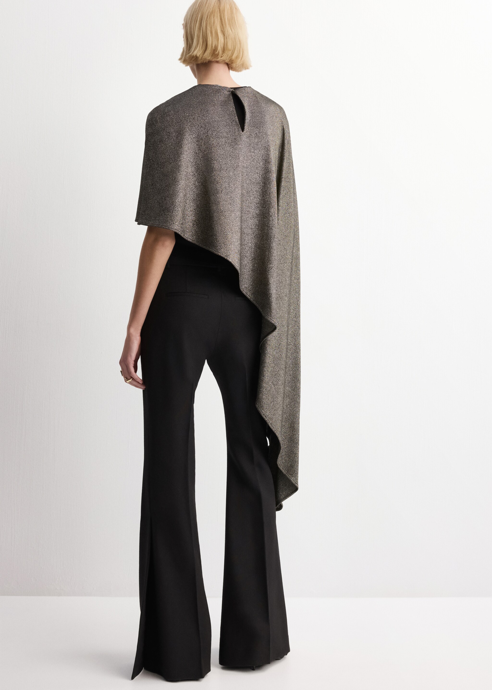 Асиметрична накидка з люрексу - Зворотна сторона товару, Чорний. Ref: 27094102-00.