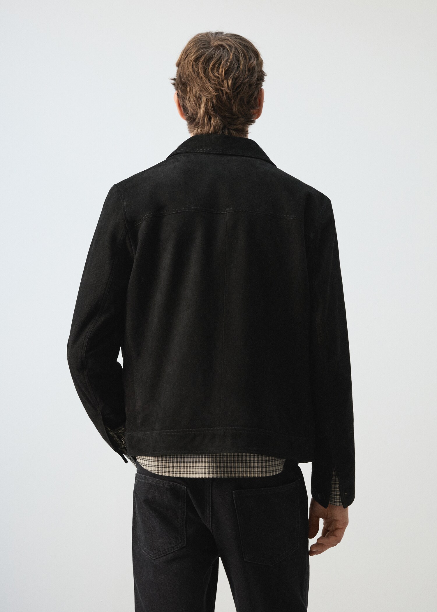 Suede leather jacket with zipper fastening - Reverse of the article