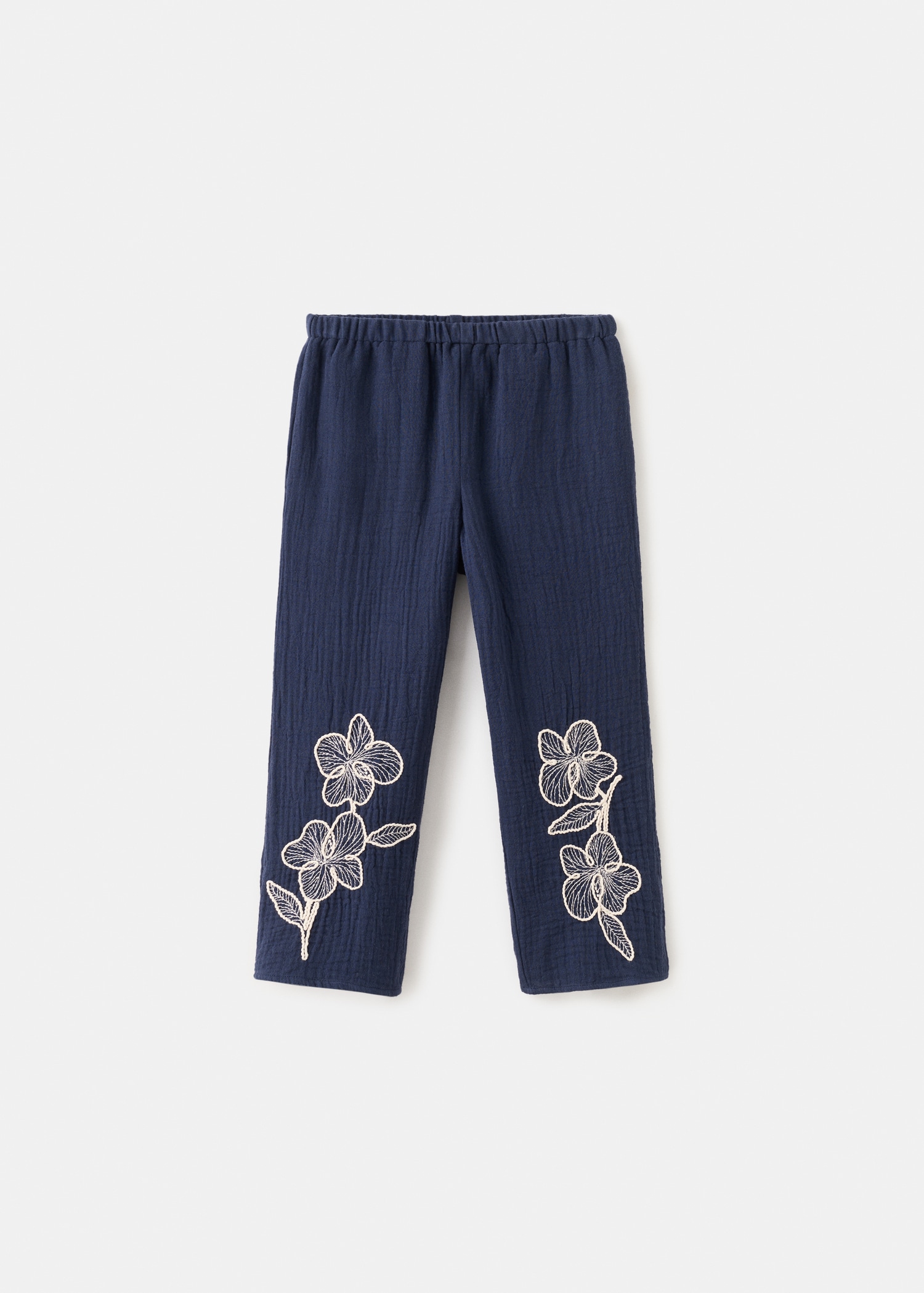 Embroidered floral cotton trousers - Article without model