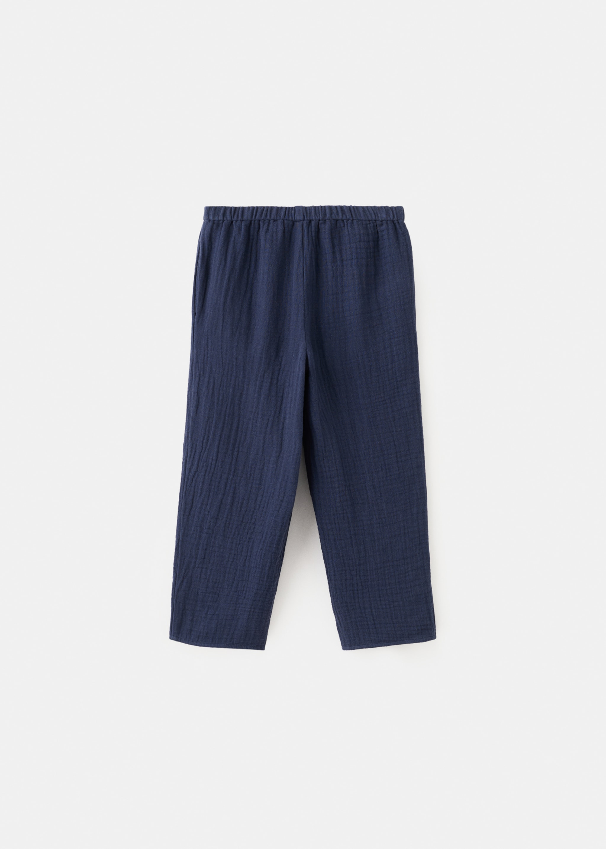 Pantalón algodón bordado flores - Reverso del artículo, Azul marino. Ref: 27094413-00.