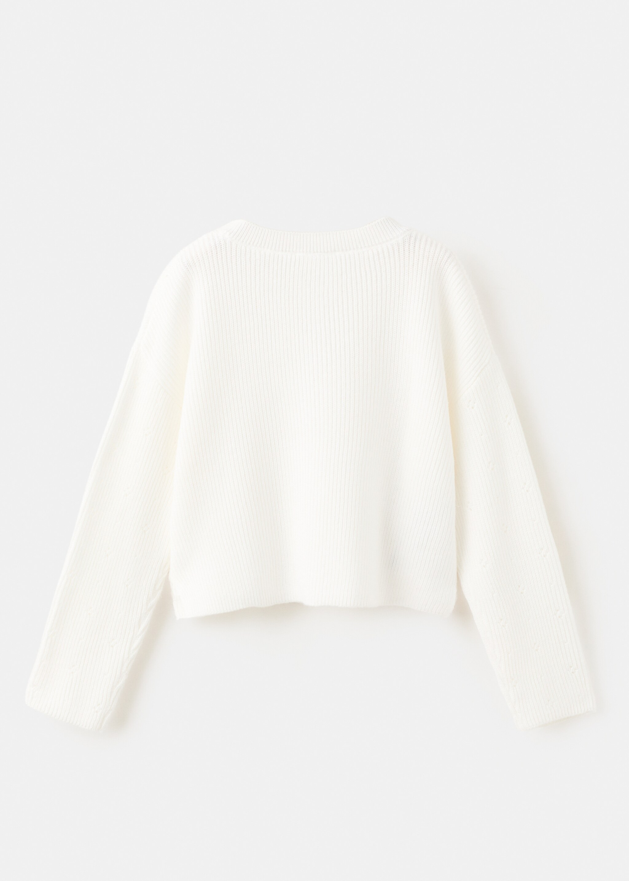 Openwork detail knit cardigan - Reverse of the article, Off White. Ref: 27094417-00.