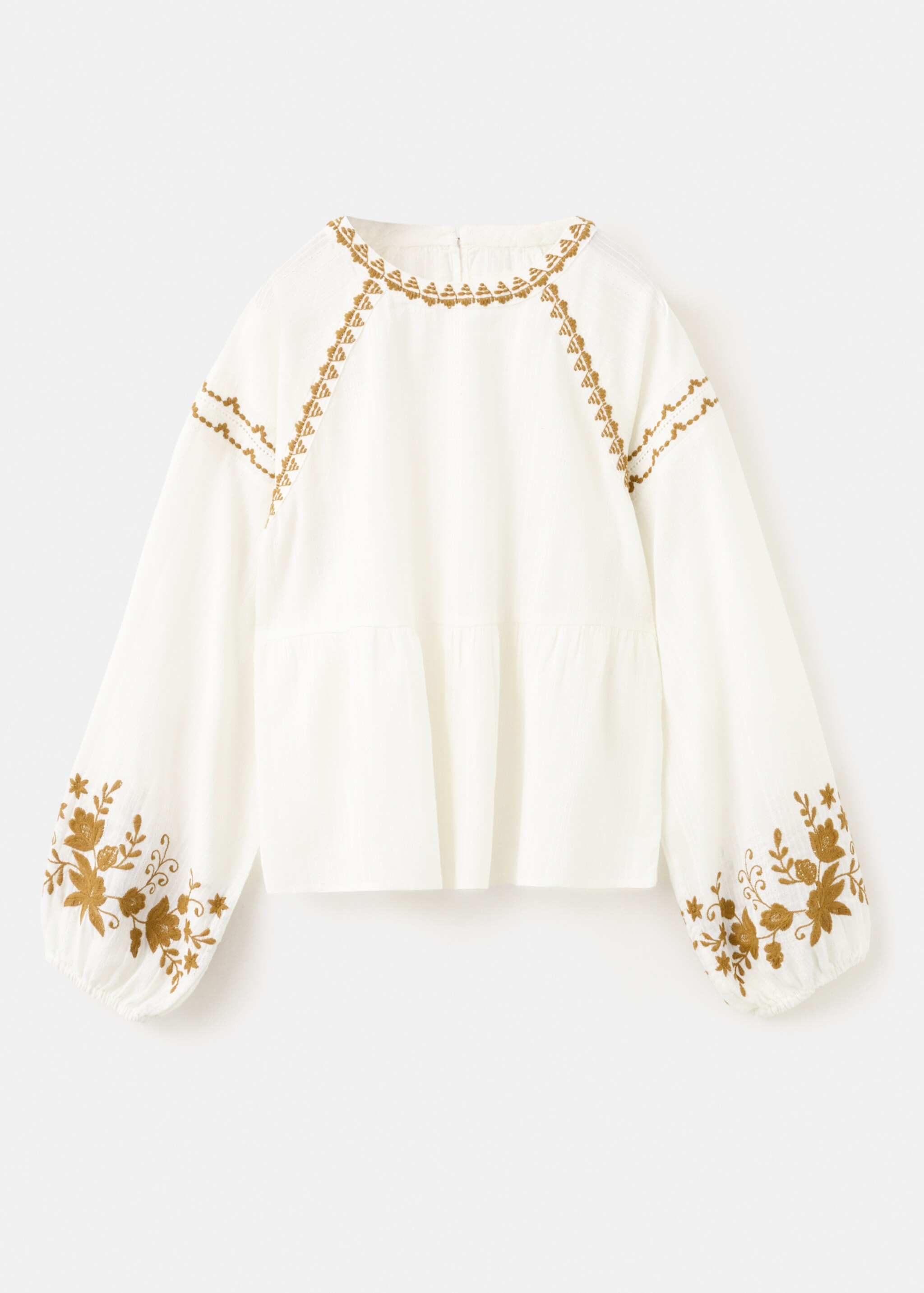 Embroidered printed blouse - Article without model, White. Ref: 27094422-00.