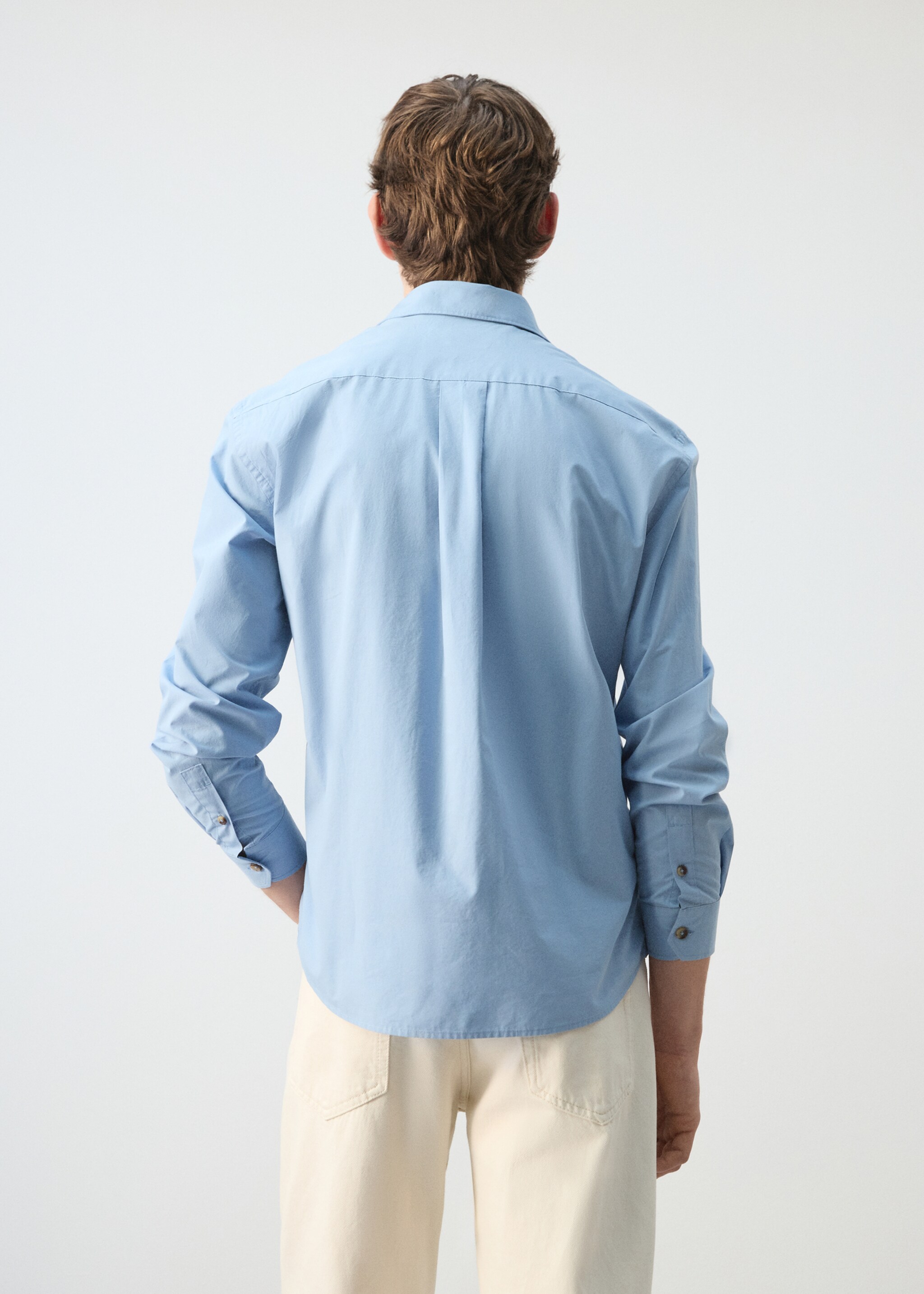 100% cotton relaxed-fit shirt - Reverse of the article, Sky Blue. Ref: 27094424-00.