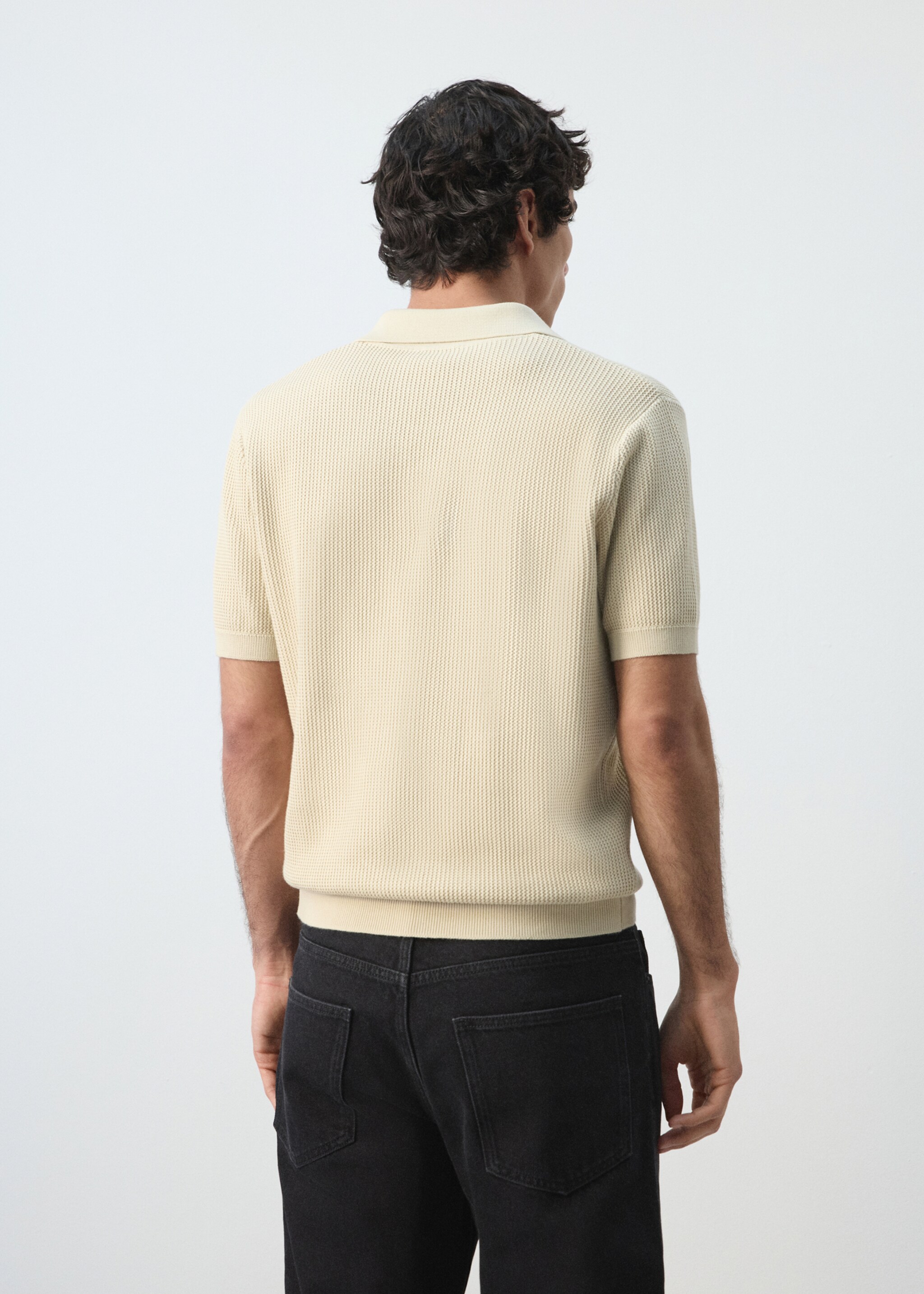 100% cotton knitted polo structure - Reverse of the article, Sand. Ref: 27094425-00.