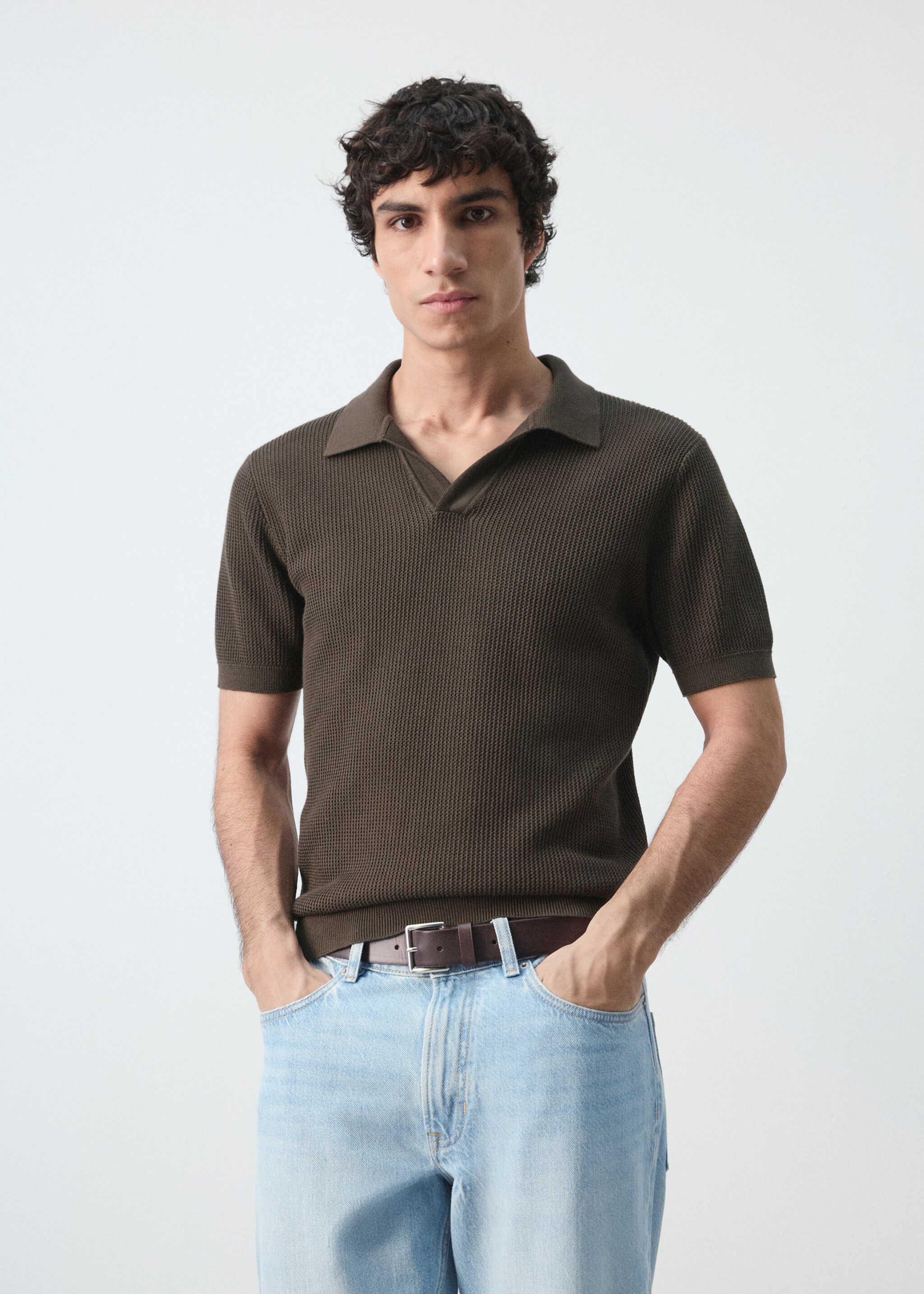 100% cotton knitted polo structure - Medium plane, Chocolate. Ref: 27094425-00.