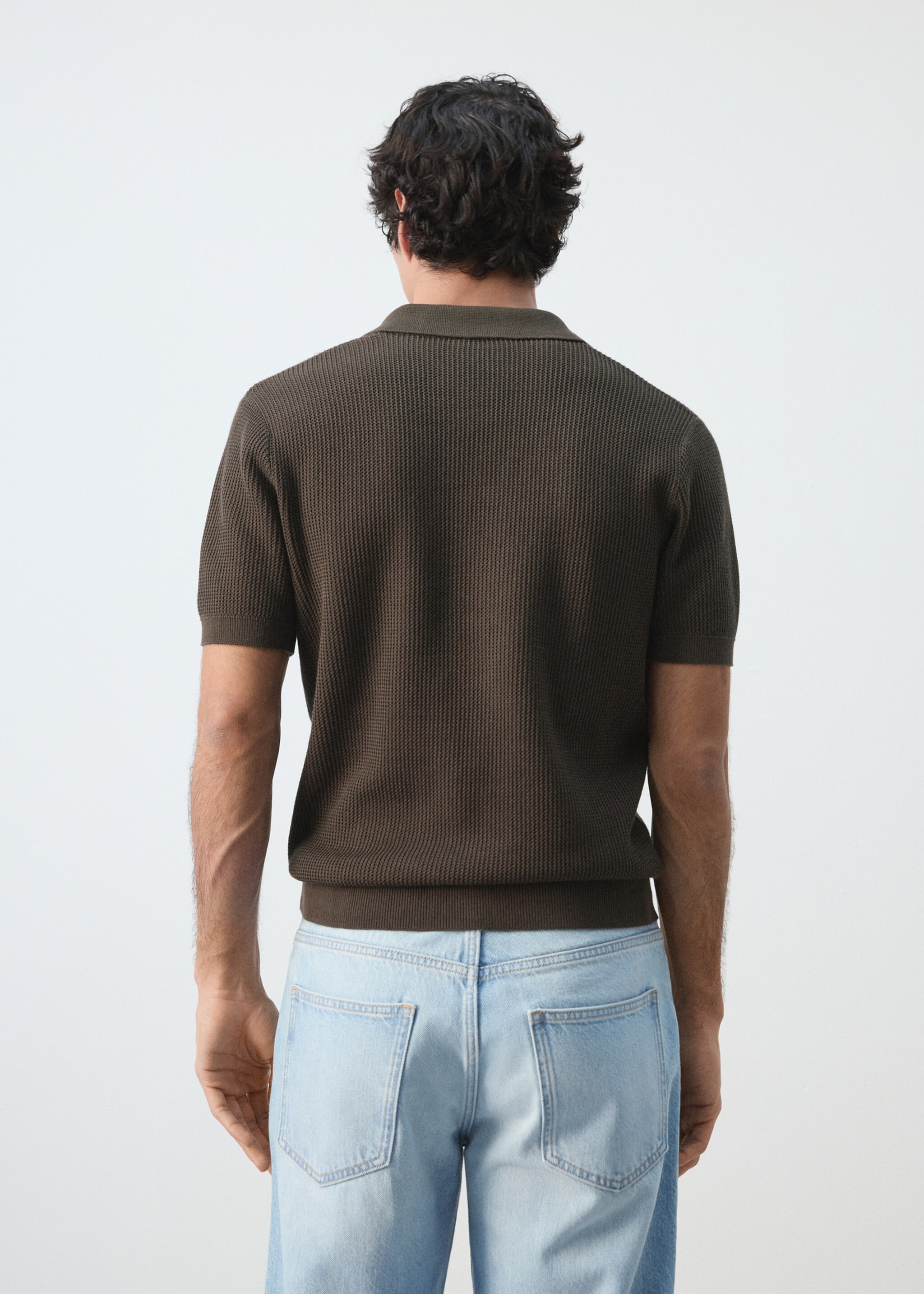 100% cotton knitted polo structure - Reverse of the article, Chocolate. Ref: 27094425-00.