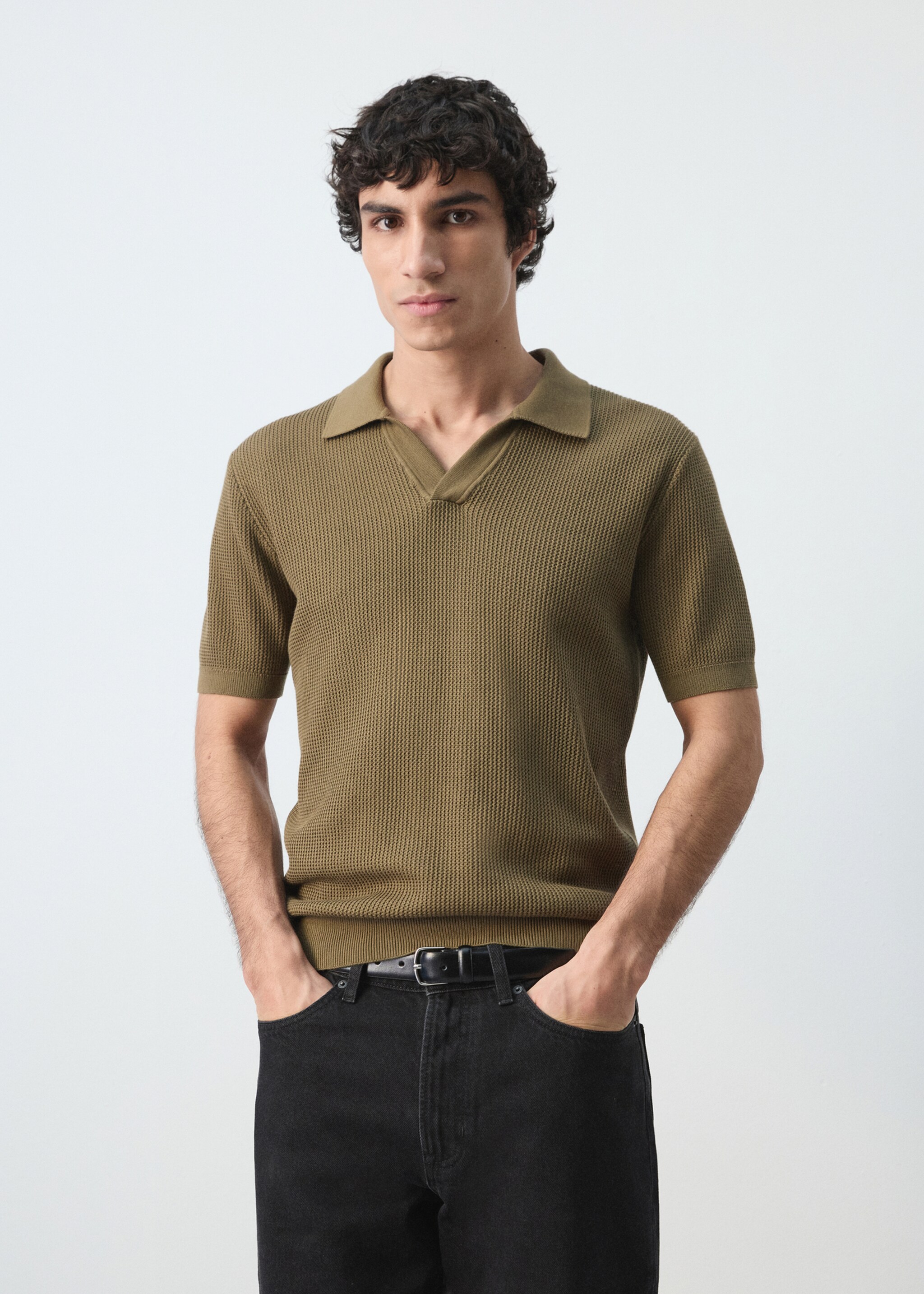 100% cotton knitted polo structure - Medium plane, Khaki. Ref: 27094425-00.