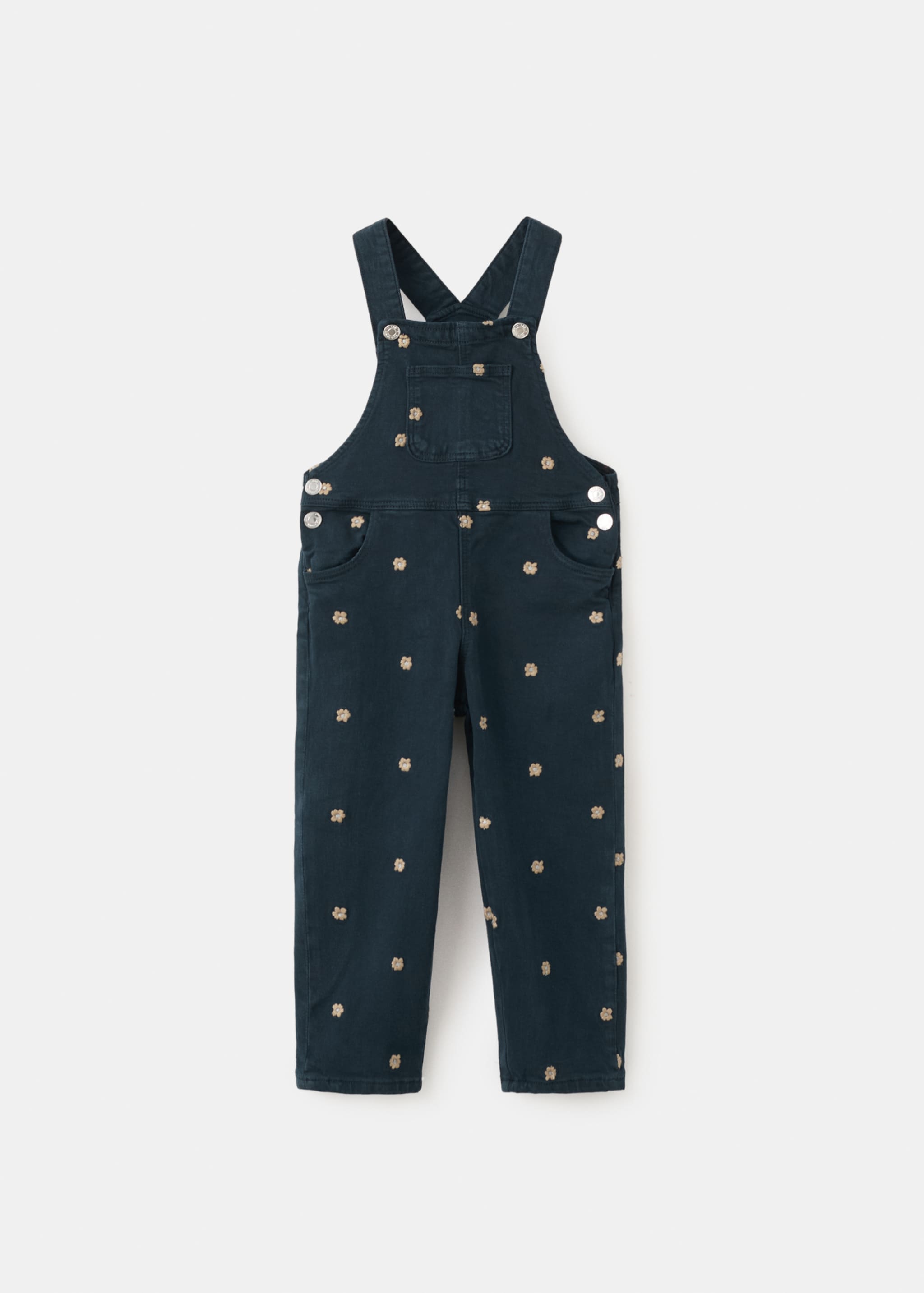 Long embroidered floral dungarees - Article without model, Navy. Ref: 27094427-00.