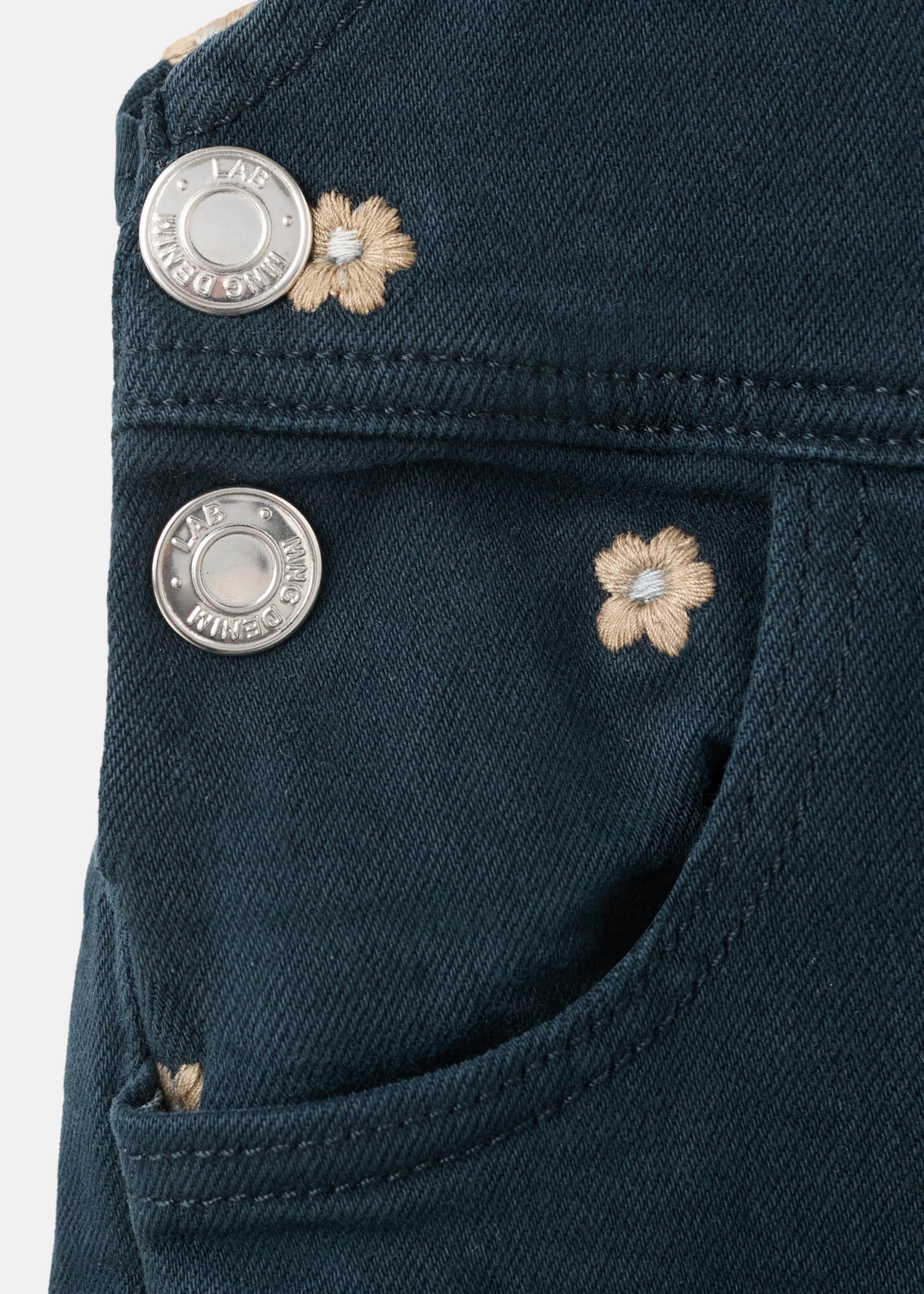 Long embroidered floral dungarees - Details of the article 0, Navy. Ref: 27094427-00.