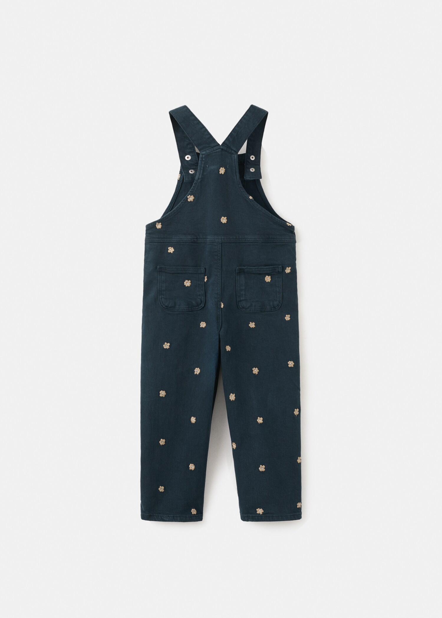 Long embroidered floral dungarees - Reverse of the article