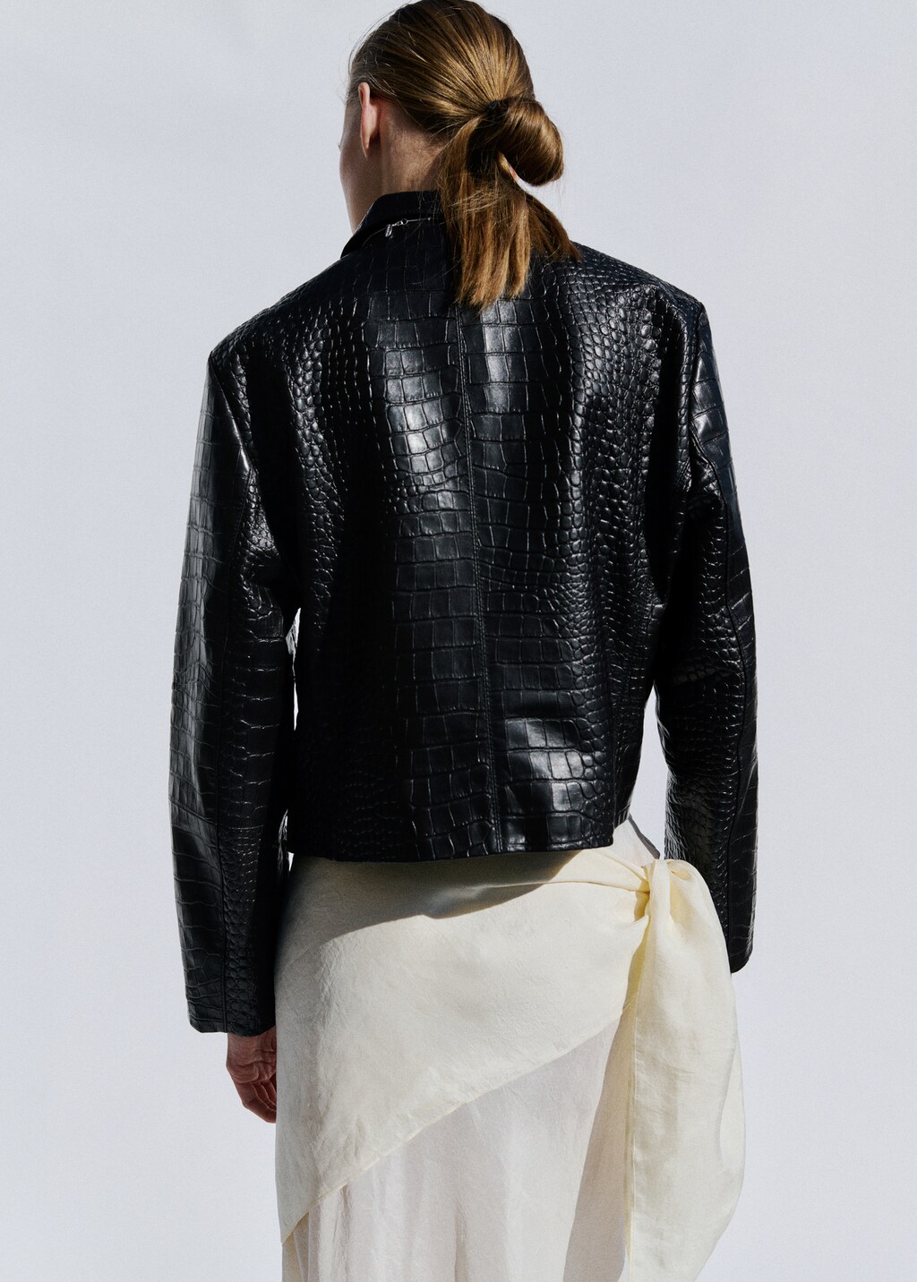Double-breasted leather jacket