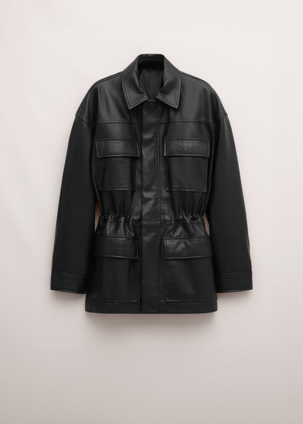 Leather parka with cinched waist - image 2