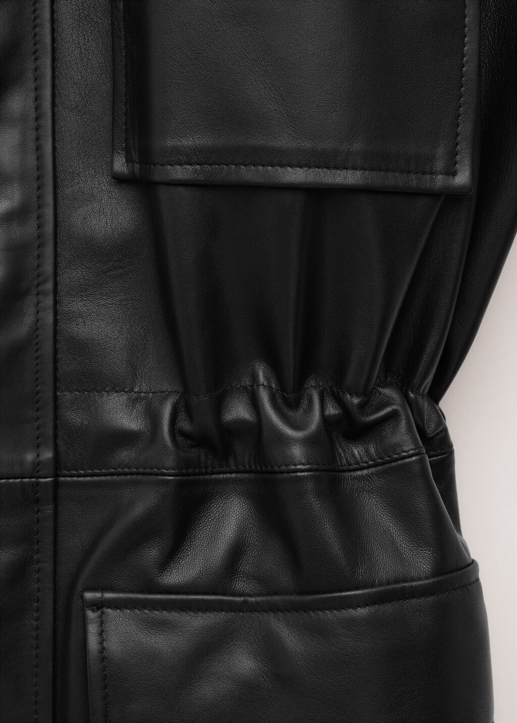 Leather parka with cinched waist - image 4