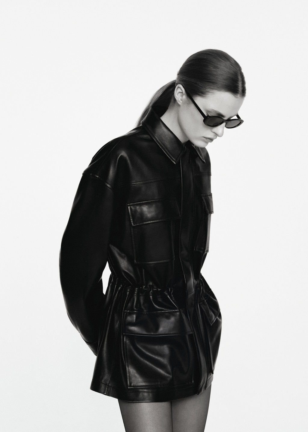 Leather parka with cinched waist - image 5