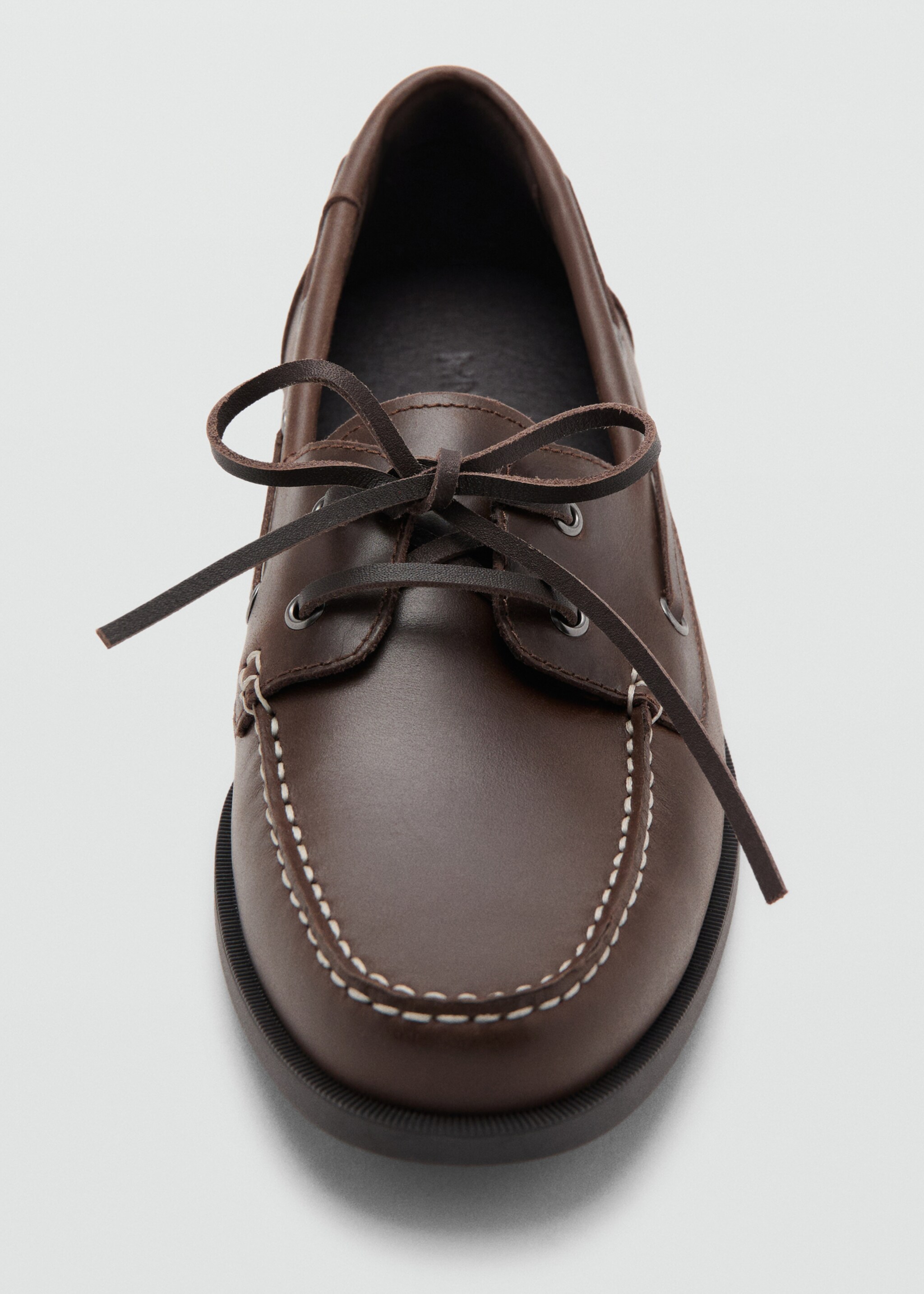 Leather deck shoe - Details of the article 2, Brown. Ref: 27094436-00.