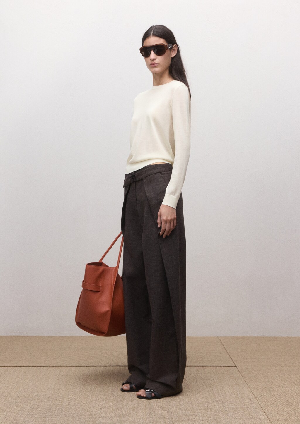 Mango 100% wool round-neck sweater