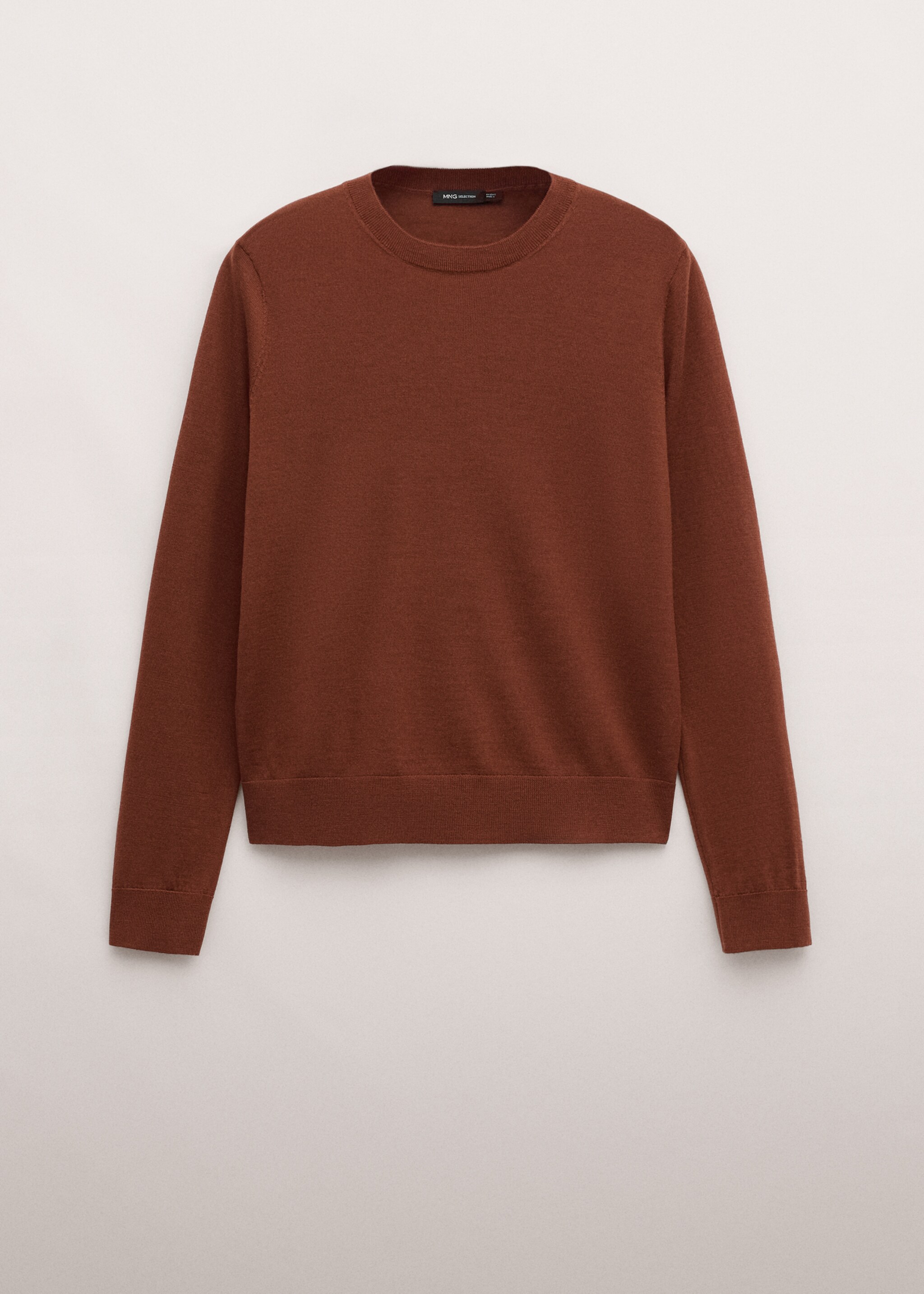 100% wool round-neck sweater - Article without model, Russet. Ref: 27094439-00.