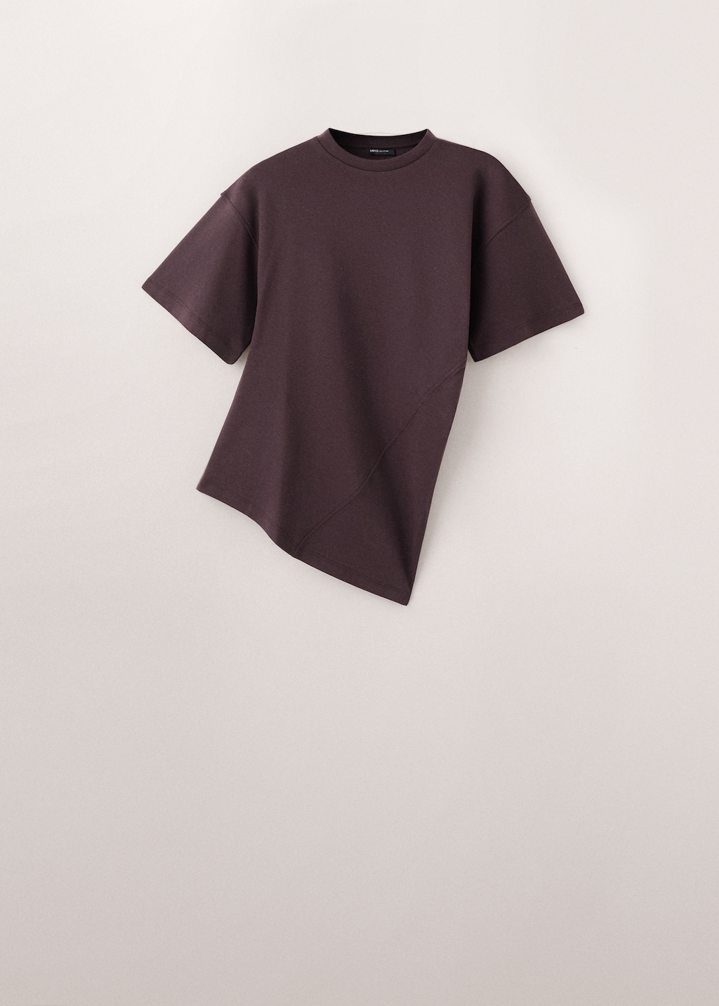 Fitted cotton T-shirt with asymmetrical hem - image 2