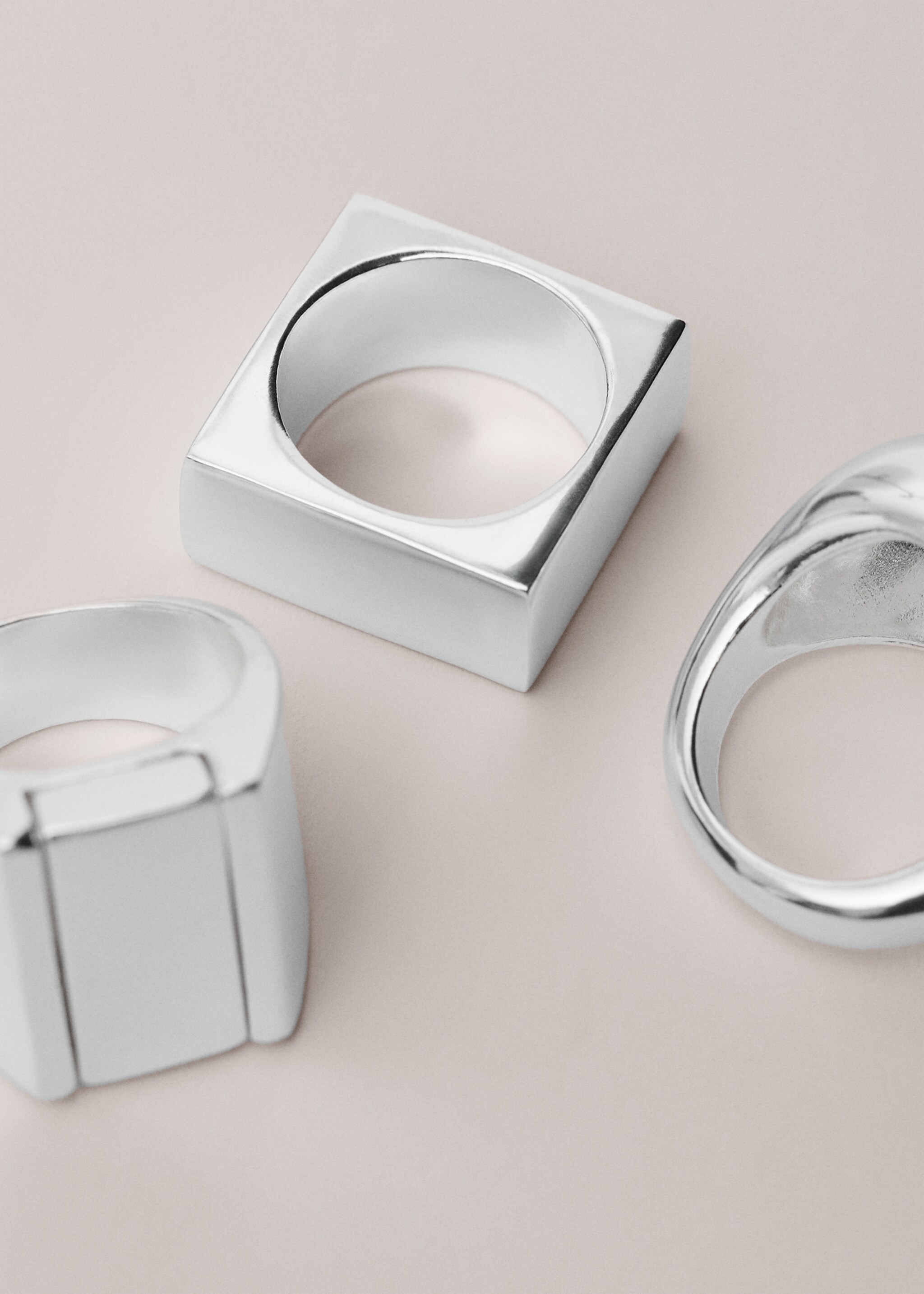 Conjunto de 3 anéis combinados - Plano médio, Prata. Ref: 27094443-00.