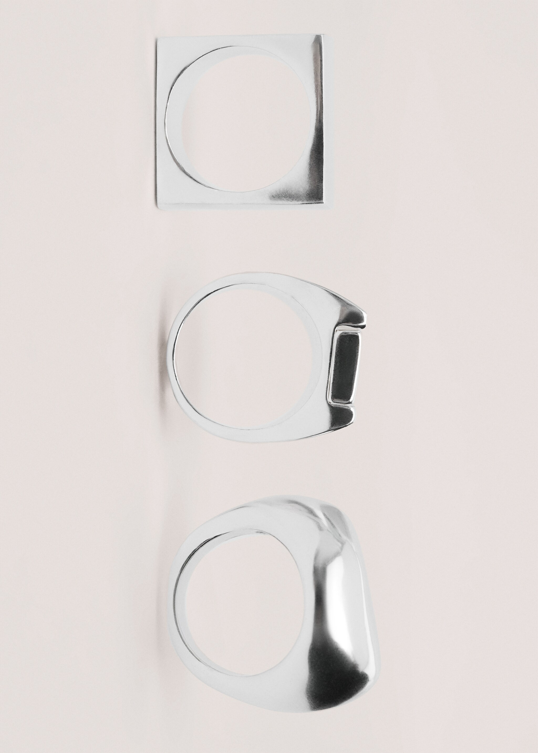 Conjunto de 3 anéis combinados - Pormenor do artigo 1, Prata. Ref: 27094443-00.