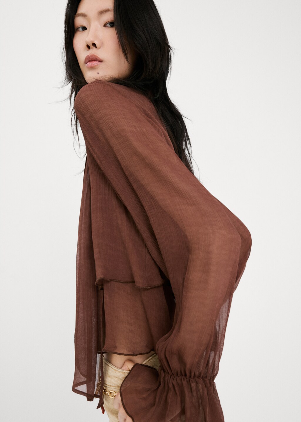 Ruffled high-neck blouse - image 5