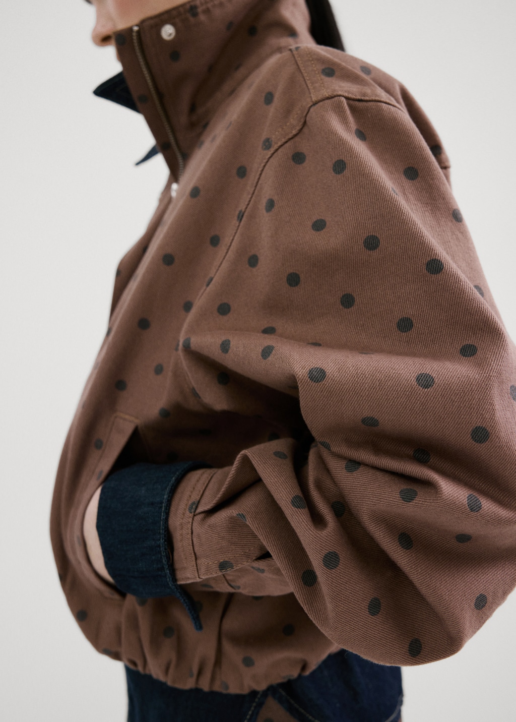 Polka-dot denim bomber jacket - image 3