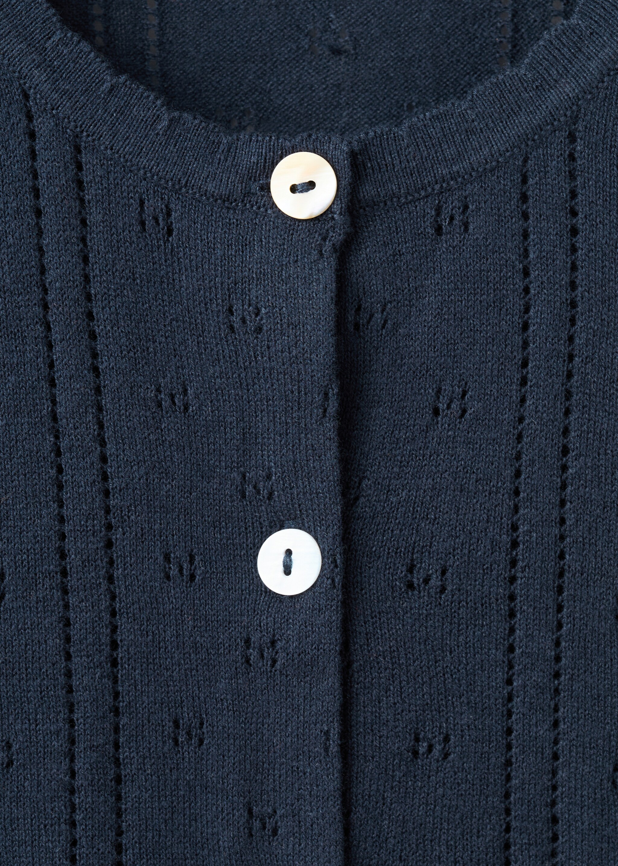 Openwork knit cardigan - Details of the article 8, Navy. Ref: 27094769-00.