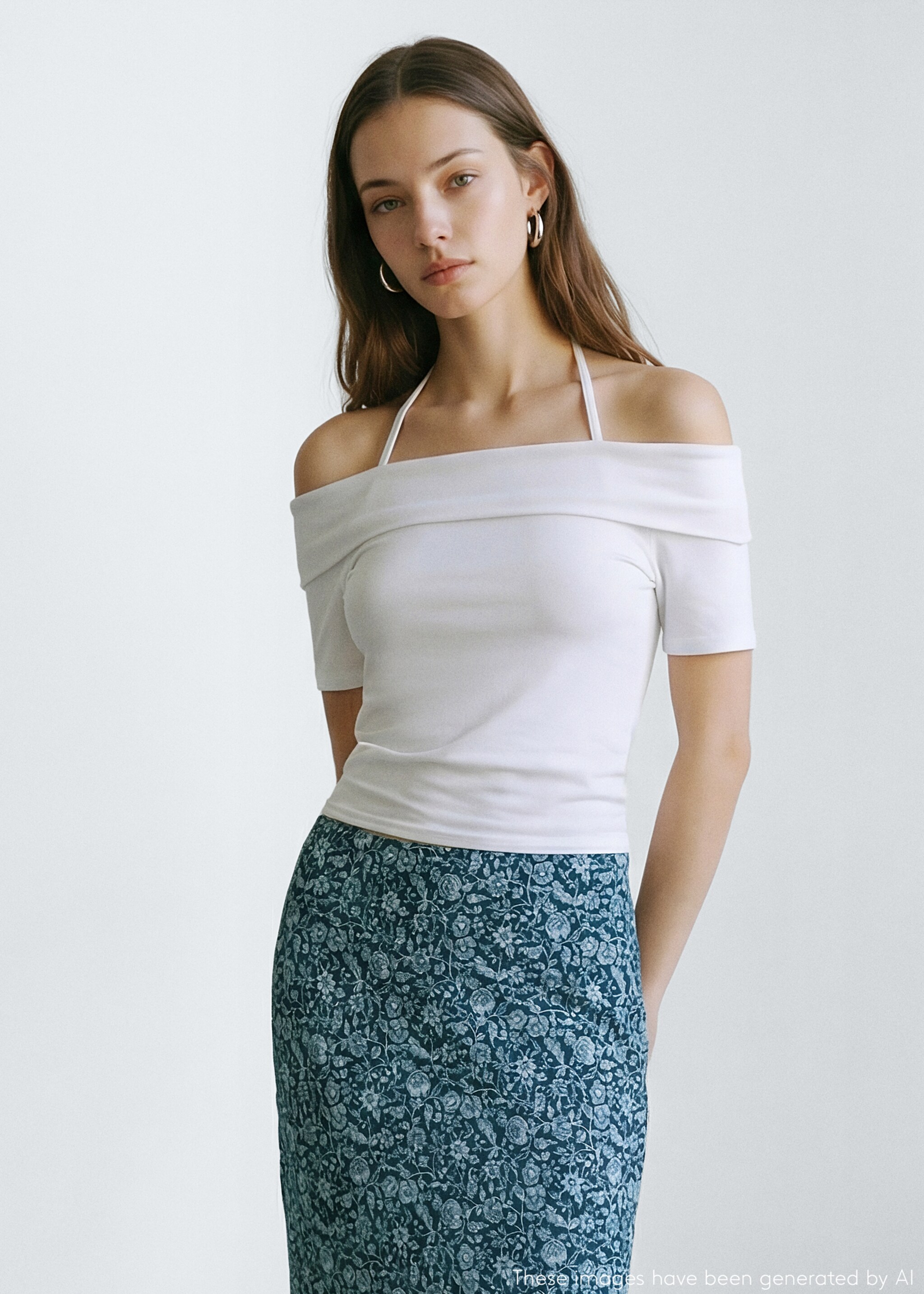 Flowy printed skirt - Medium plane, Petrol Blue. Ref: 27094770-00.