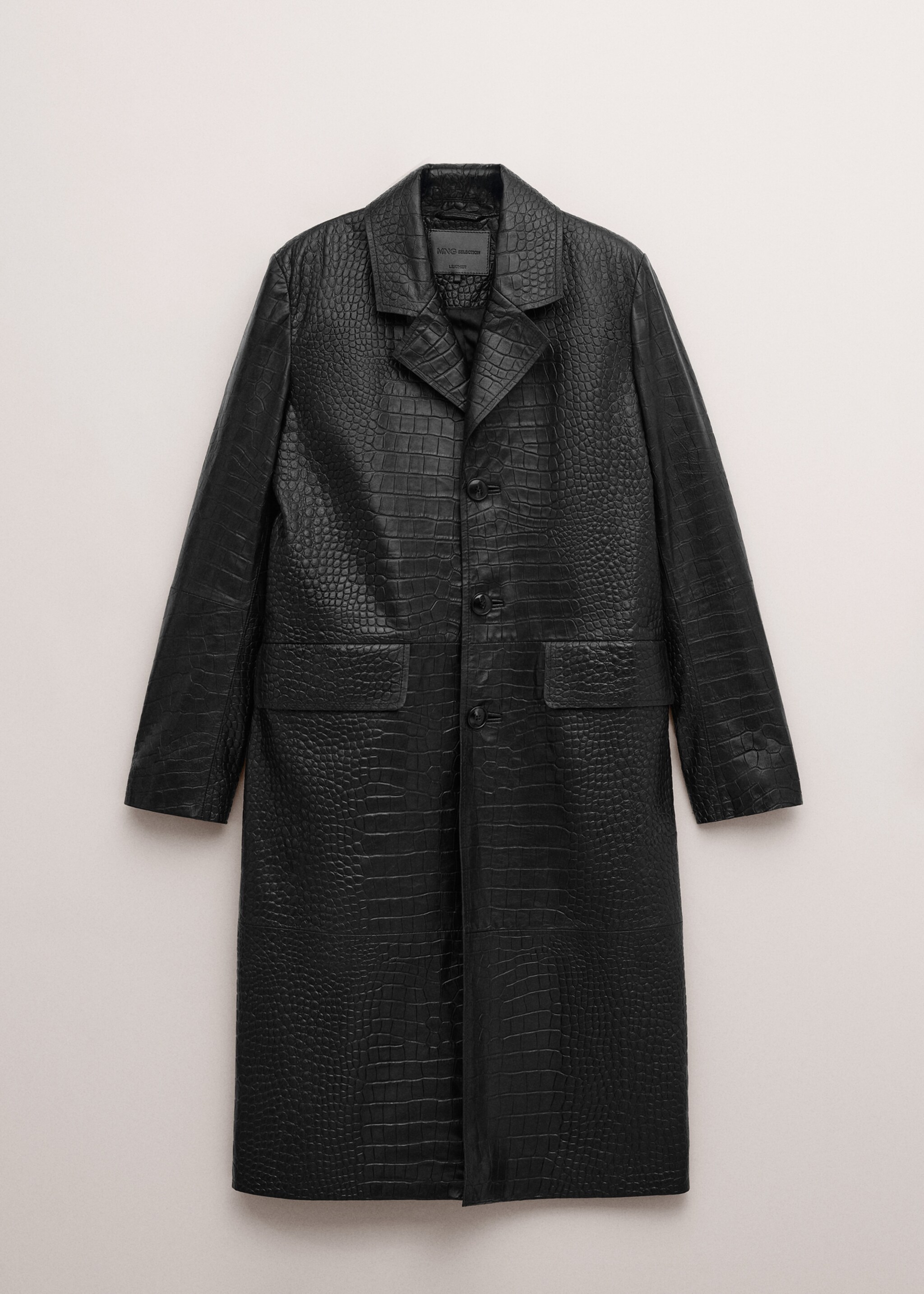 100% crocodile-effect leather coat - Article without model, Black. Ref: 27094772-00.
