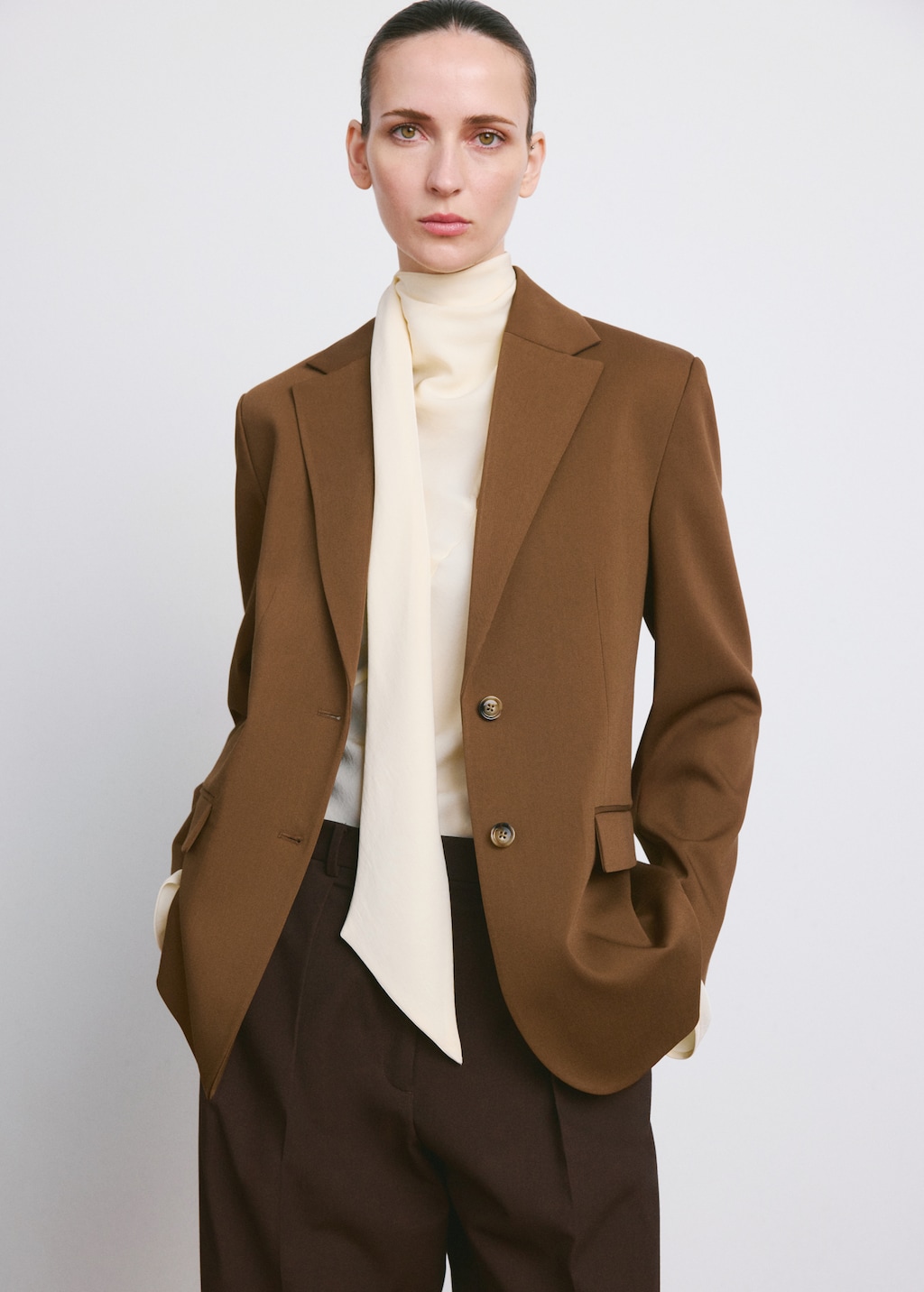 Mango Straight blazer with flap pockets