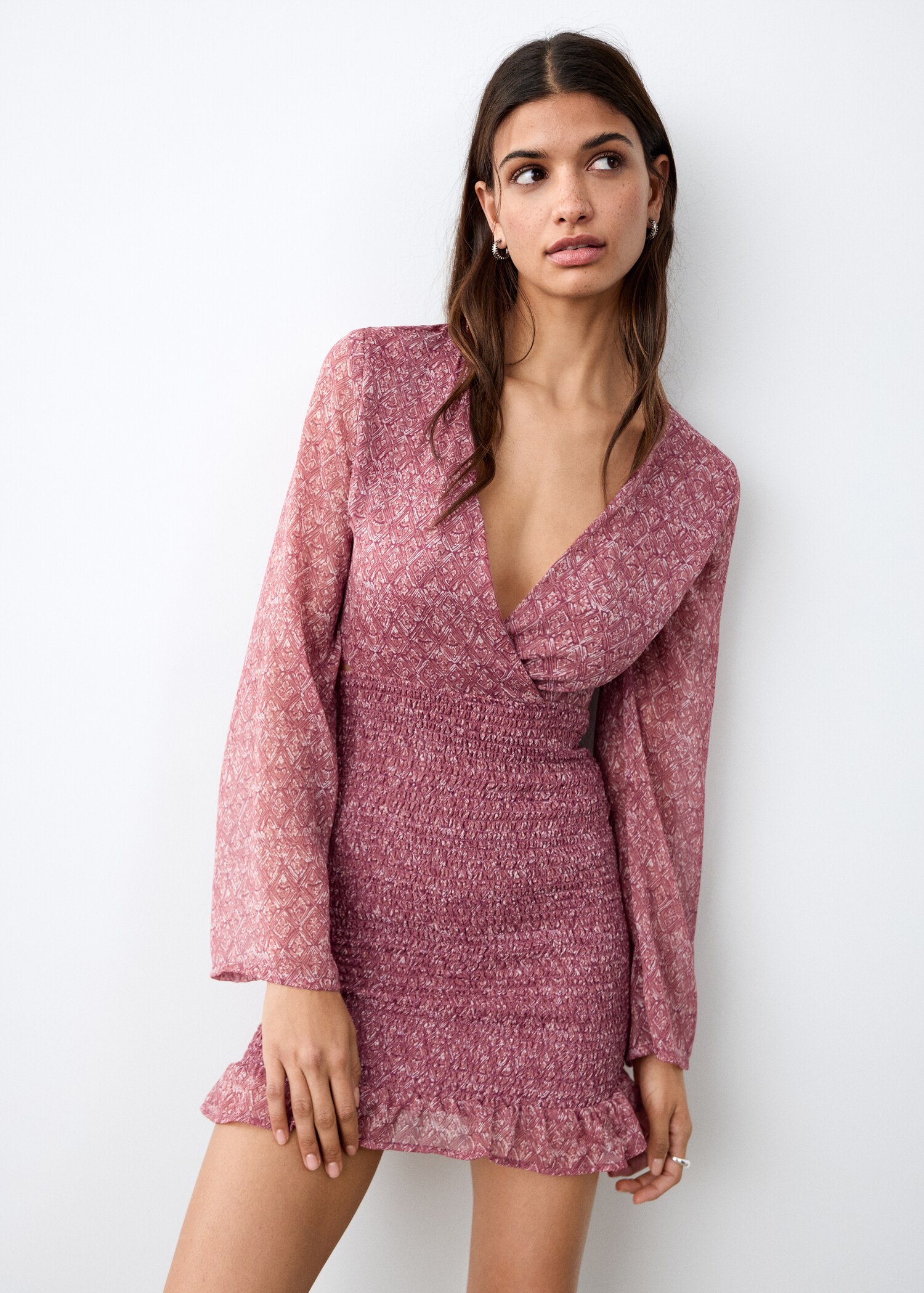 Ruffled printed dress - Medium plane