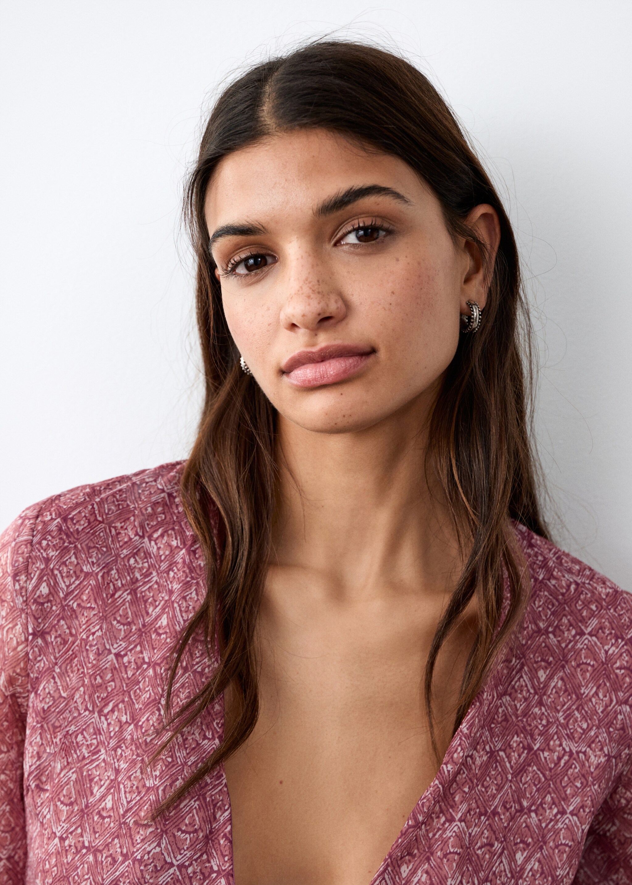 Ruffled printed dress - Details of the article 1, Petrol Blue. Ref: 27094775-00.