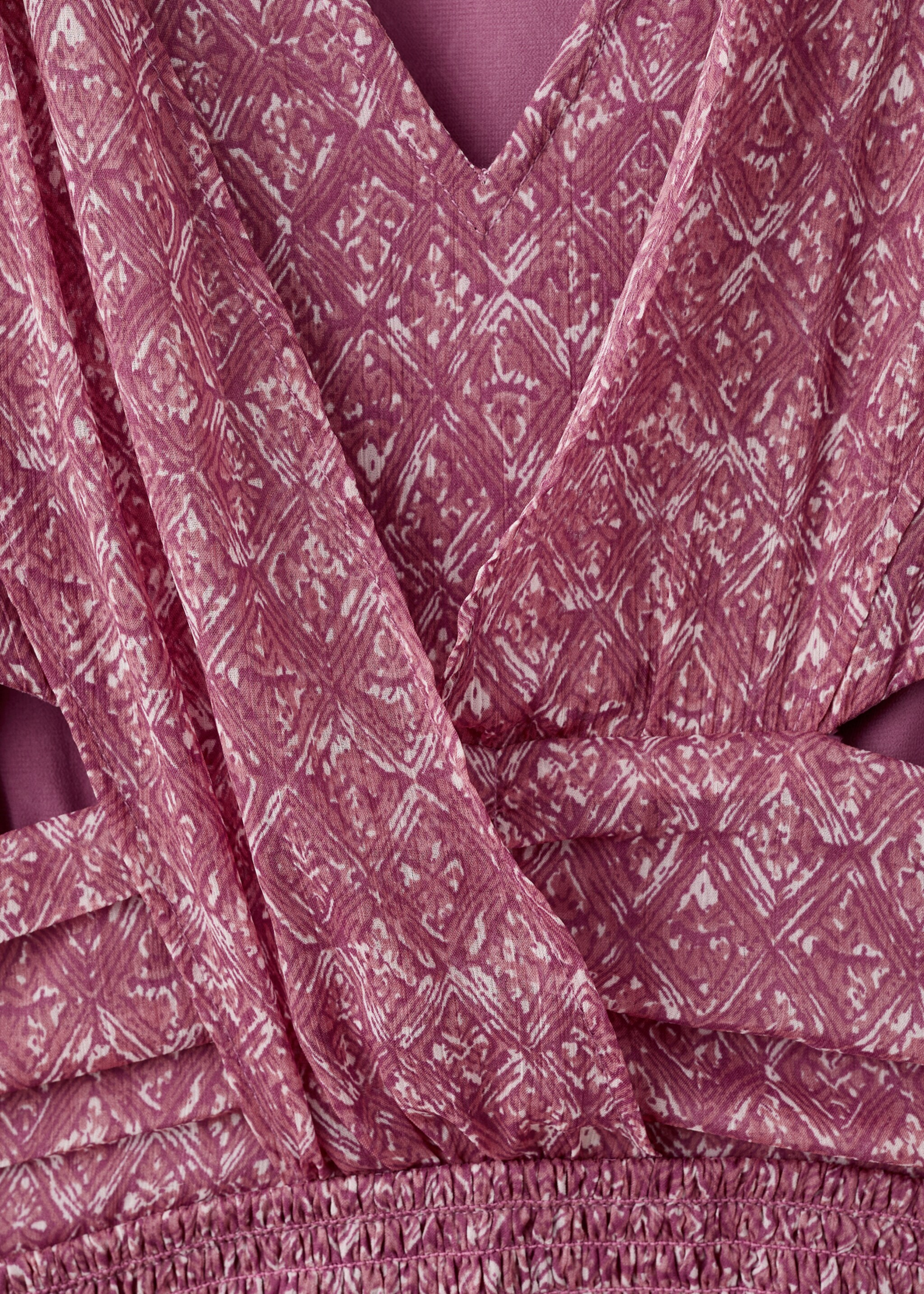 Ruffled printed dress - Details of the article 8, Petrol Blue. Ref: 27094775-00.