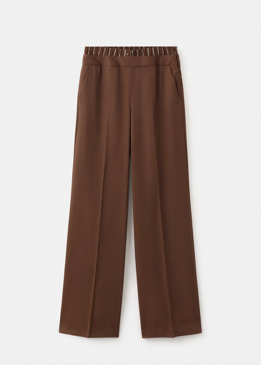 Lyocell pants with combined striped waistband - image 2