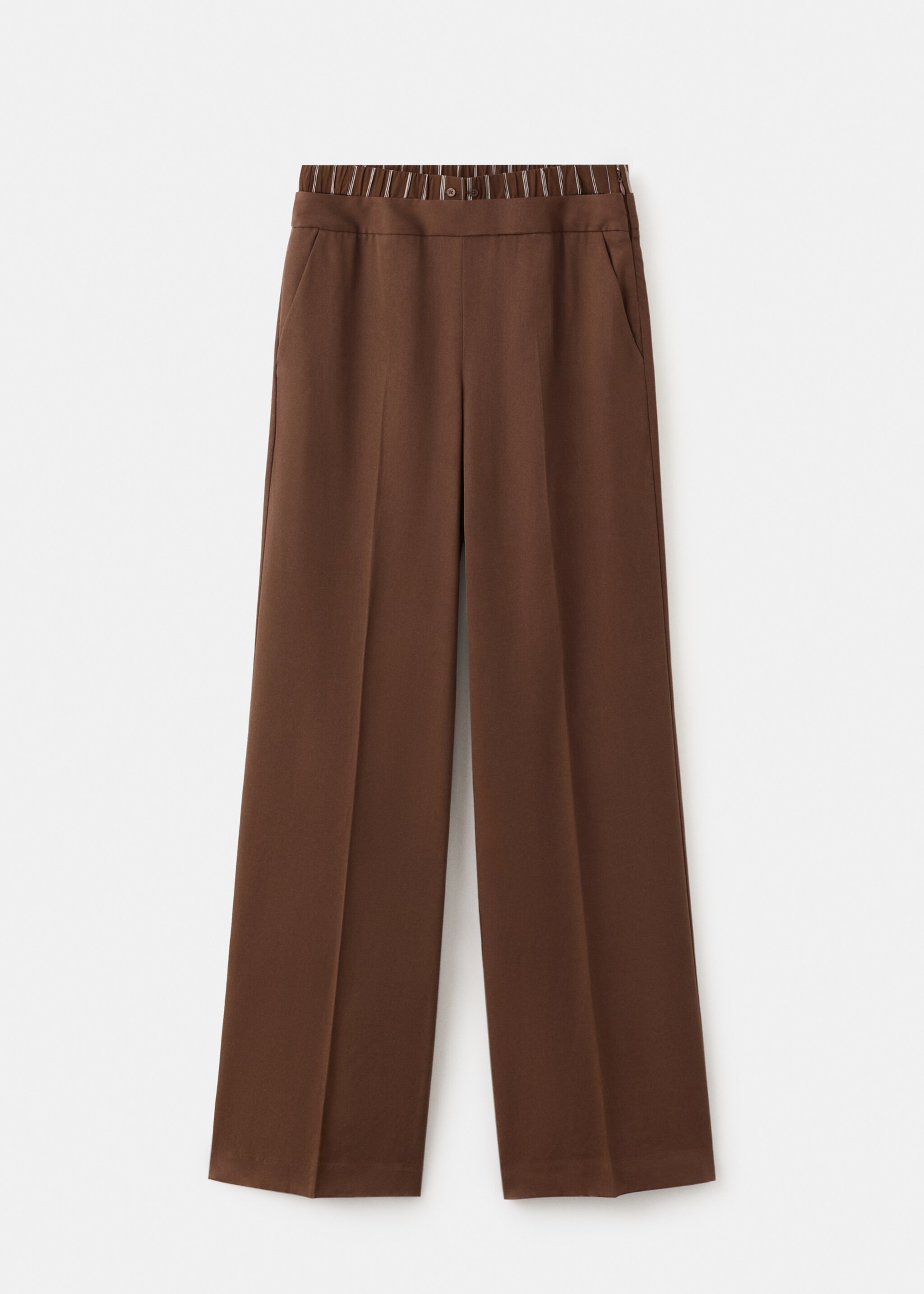 Lyocell pants with combined striped waistband - Article without model, Brown. Ref: 27095164-00.