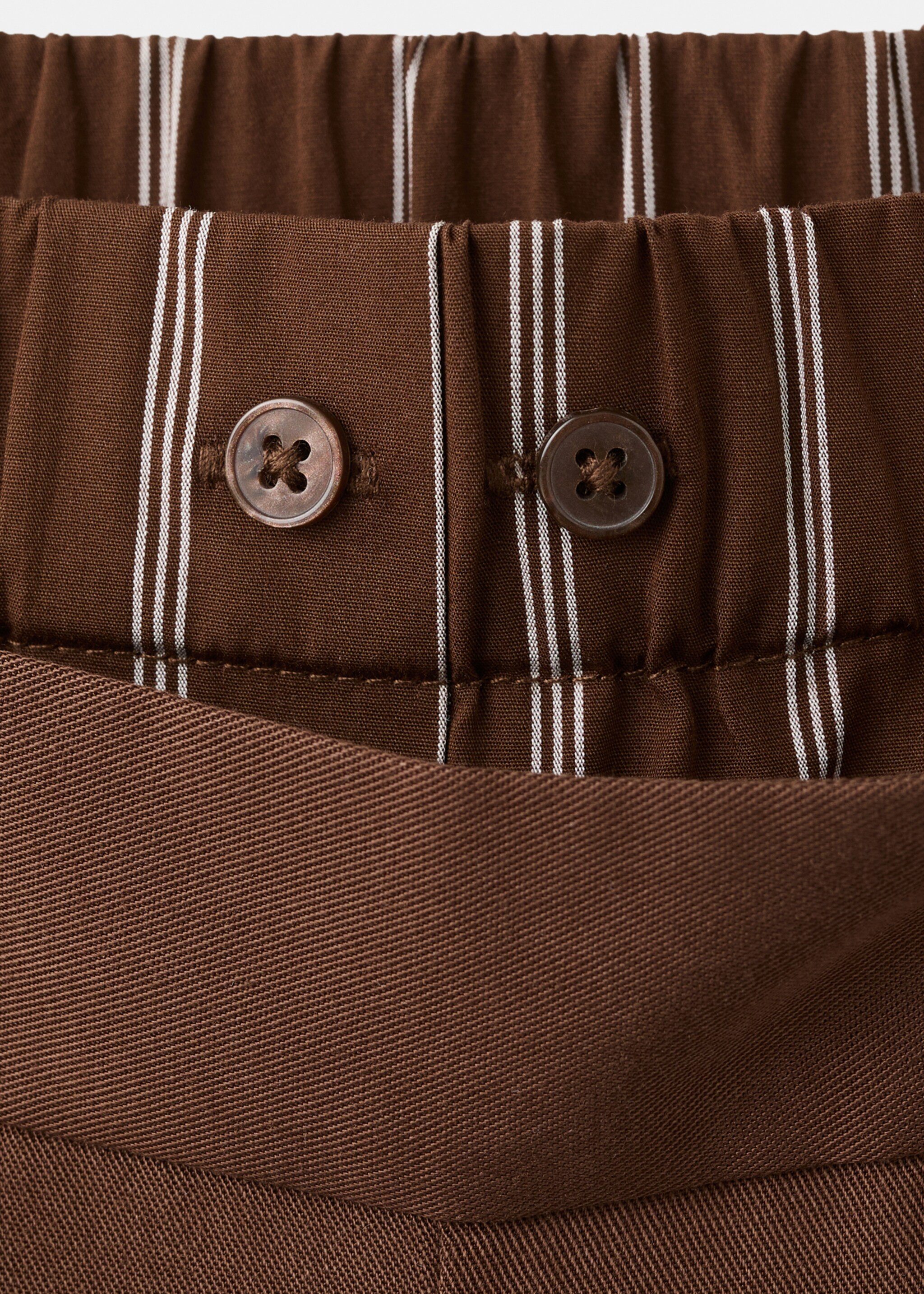 Lyocell pants with combined striped waistband - Details of the article 8, Brown. Ref: 27095164-00.