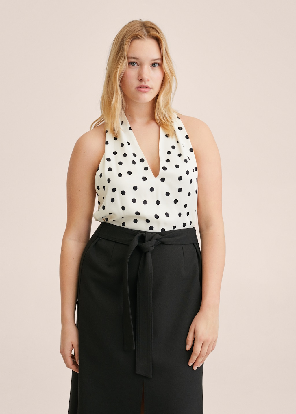 Satin polka dot top Women MANGO Montenegro