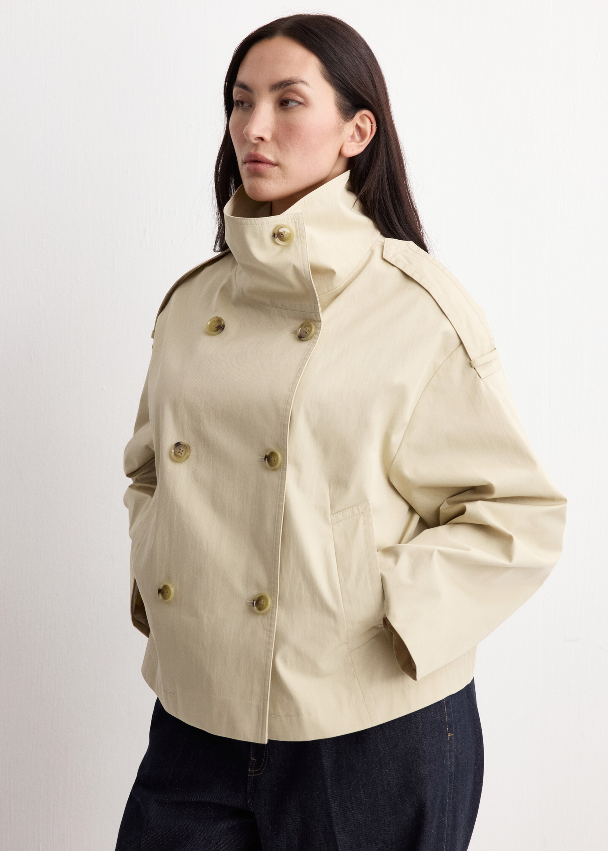 Trench crop doble botonadura - Detalle del artículo 5, Beige. Ref: 27095814-00.