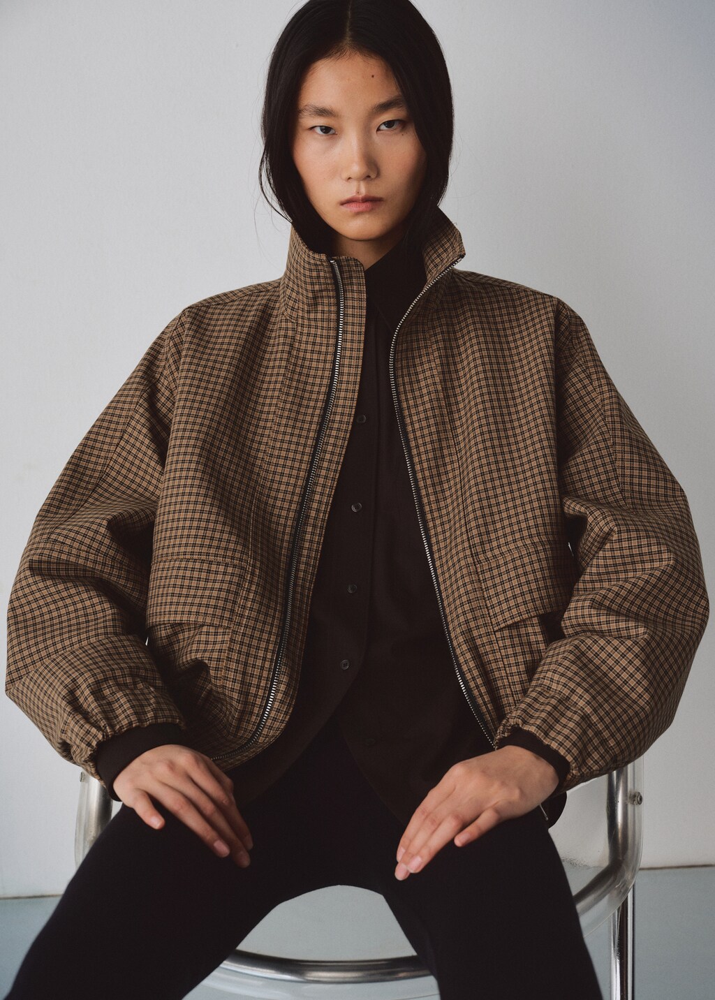 Houndstooth high-neck jacket - image 3