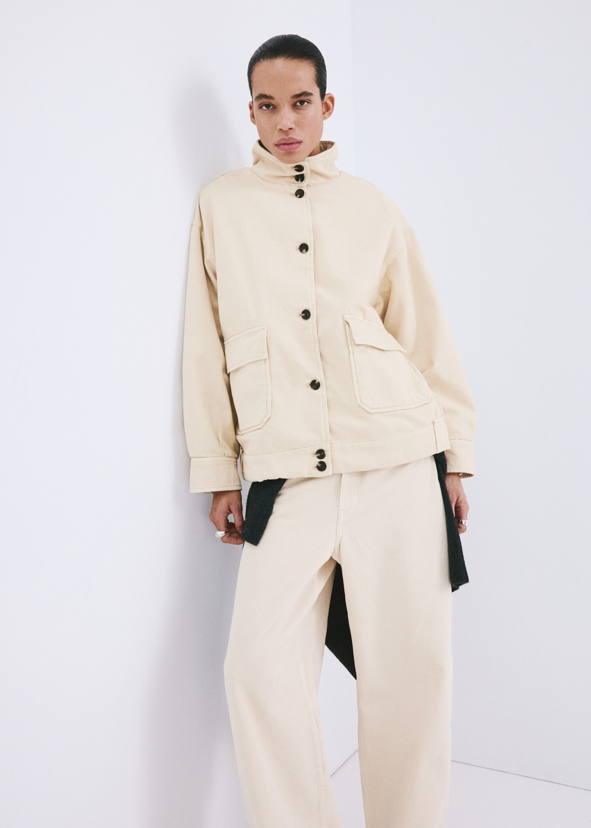 Parka jean oversize avec poches - Détail de l'article 6, Vanille. Ref: 27095817-00.