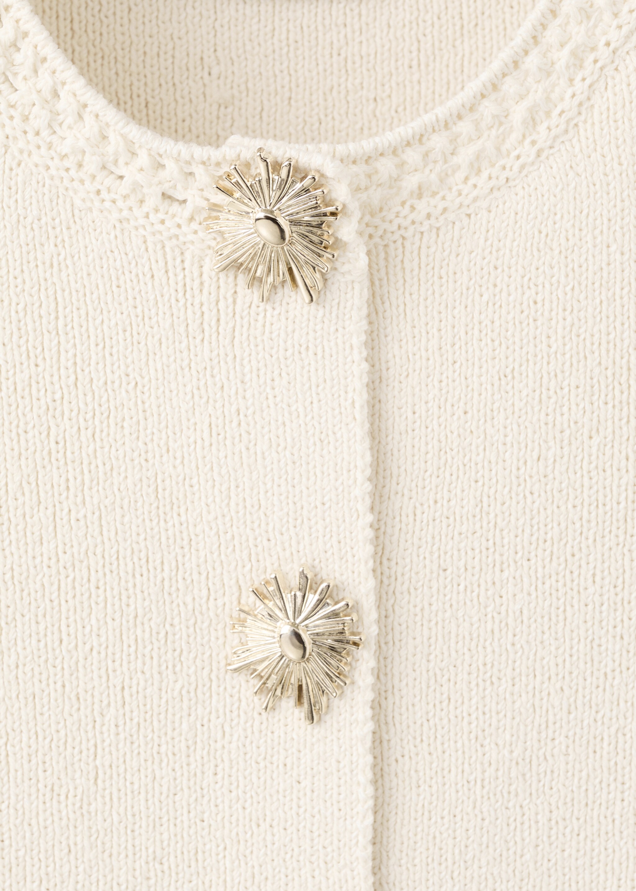 Knitted waistcoat with contrast piping - Details of the article 8, Ecru. Ref: 27095819-00.