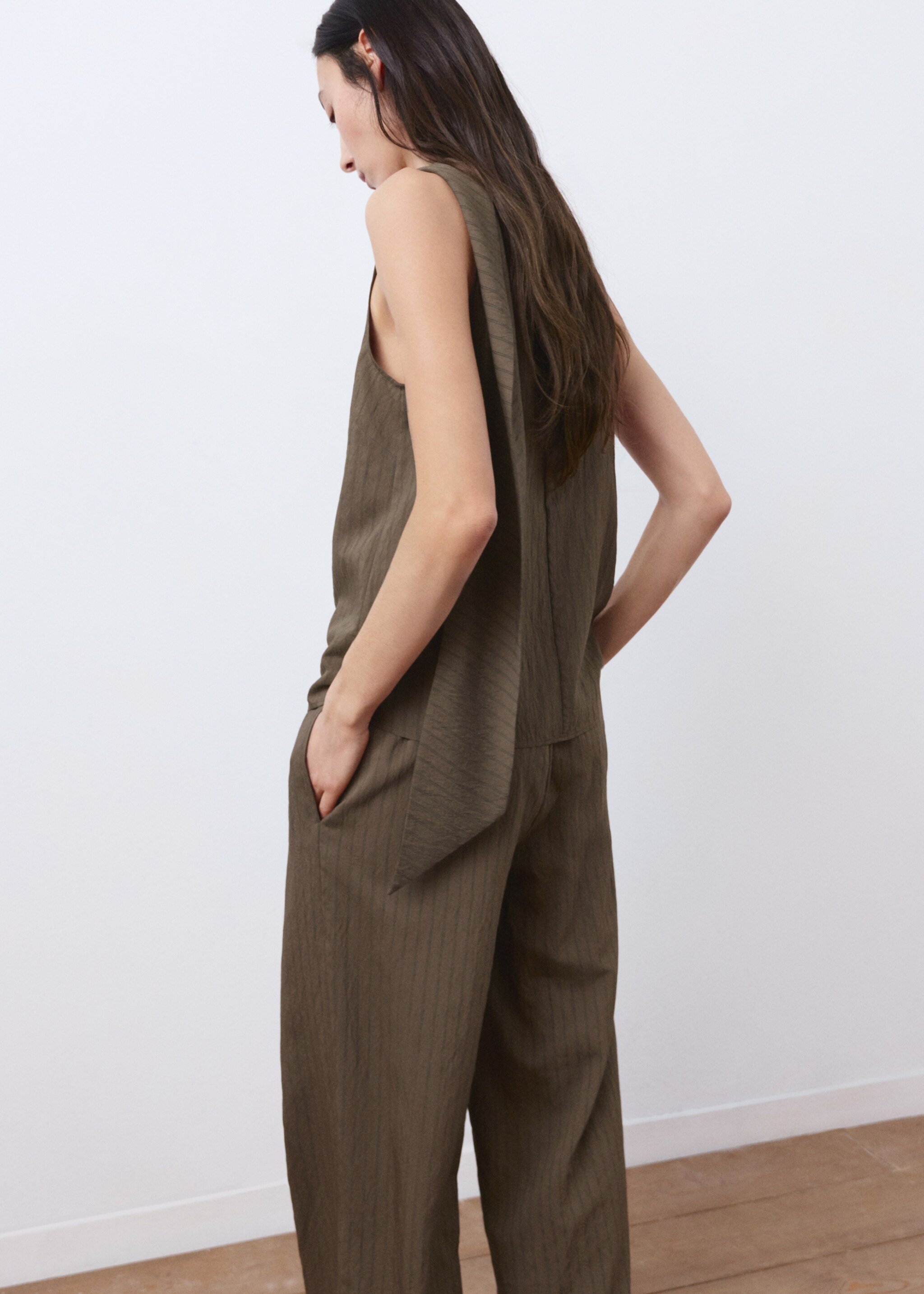 Striped scarf top - Reverse of the article, Brown. Ref: 27095821-00.