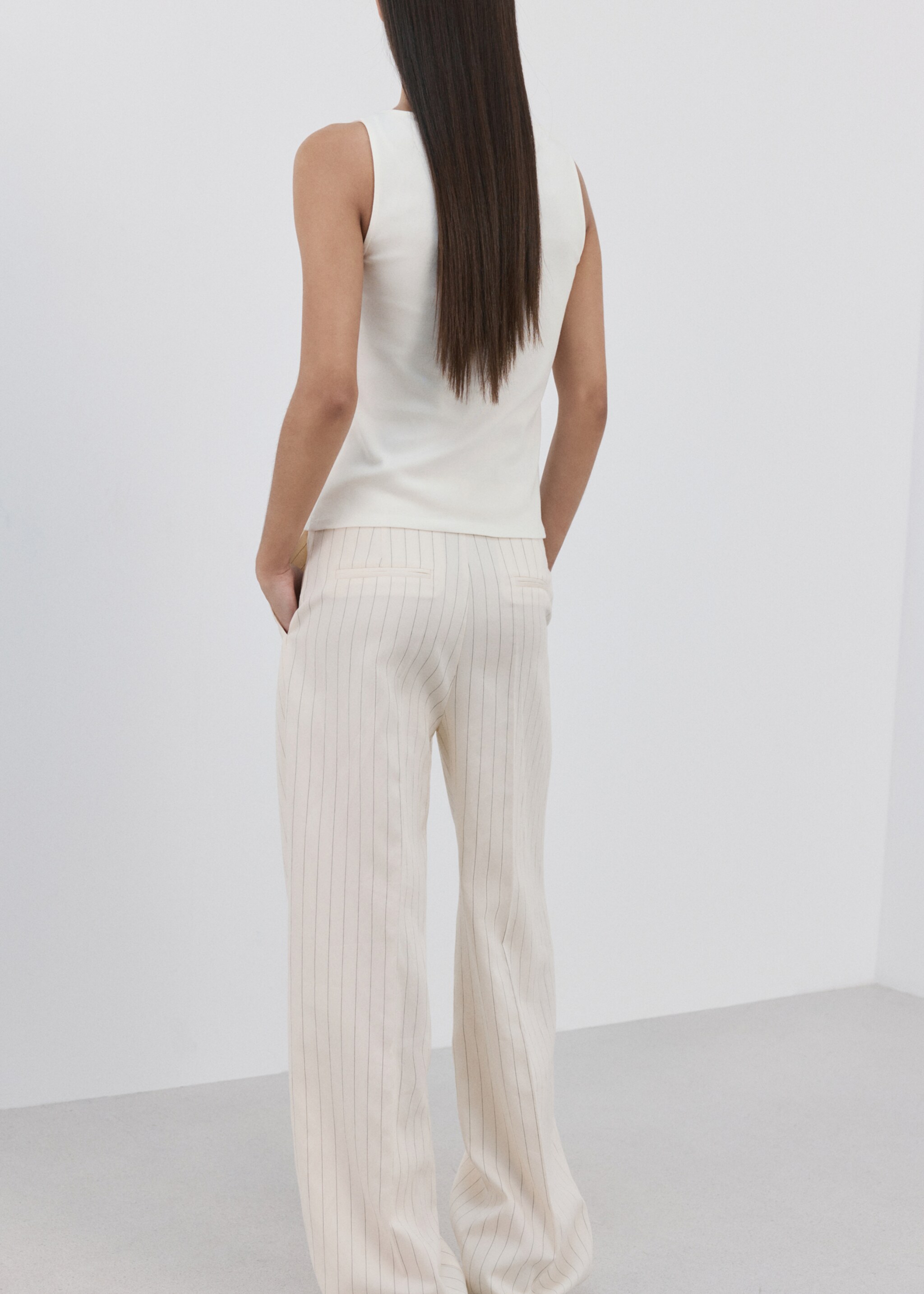 Приталенный топ из хлопка - Обратная сторона изделия, Грязно-белый. Ref: 27095822-00.