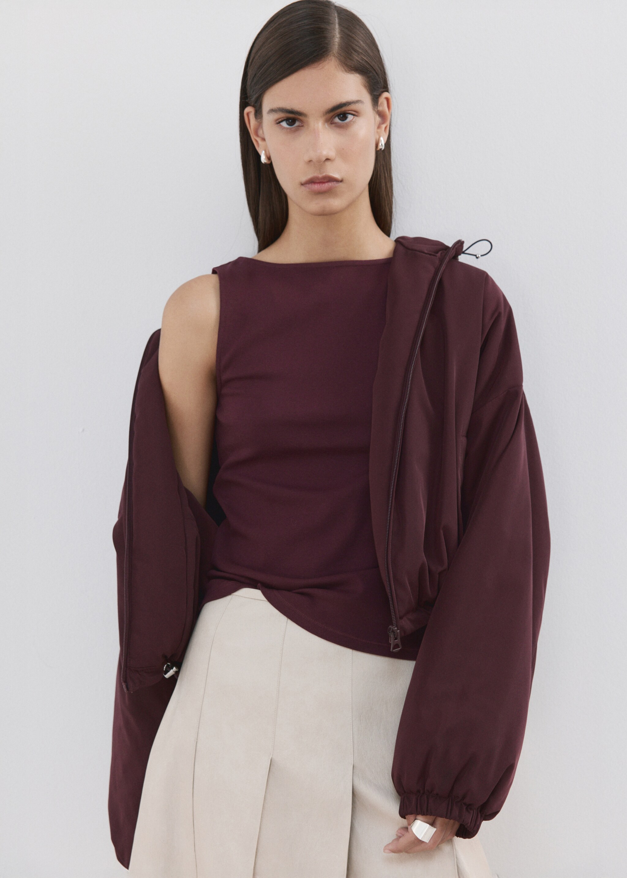 Fitted cotton top - Medium plane, Burgundy. Ref: 27095822-00.