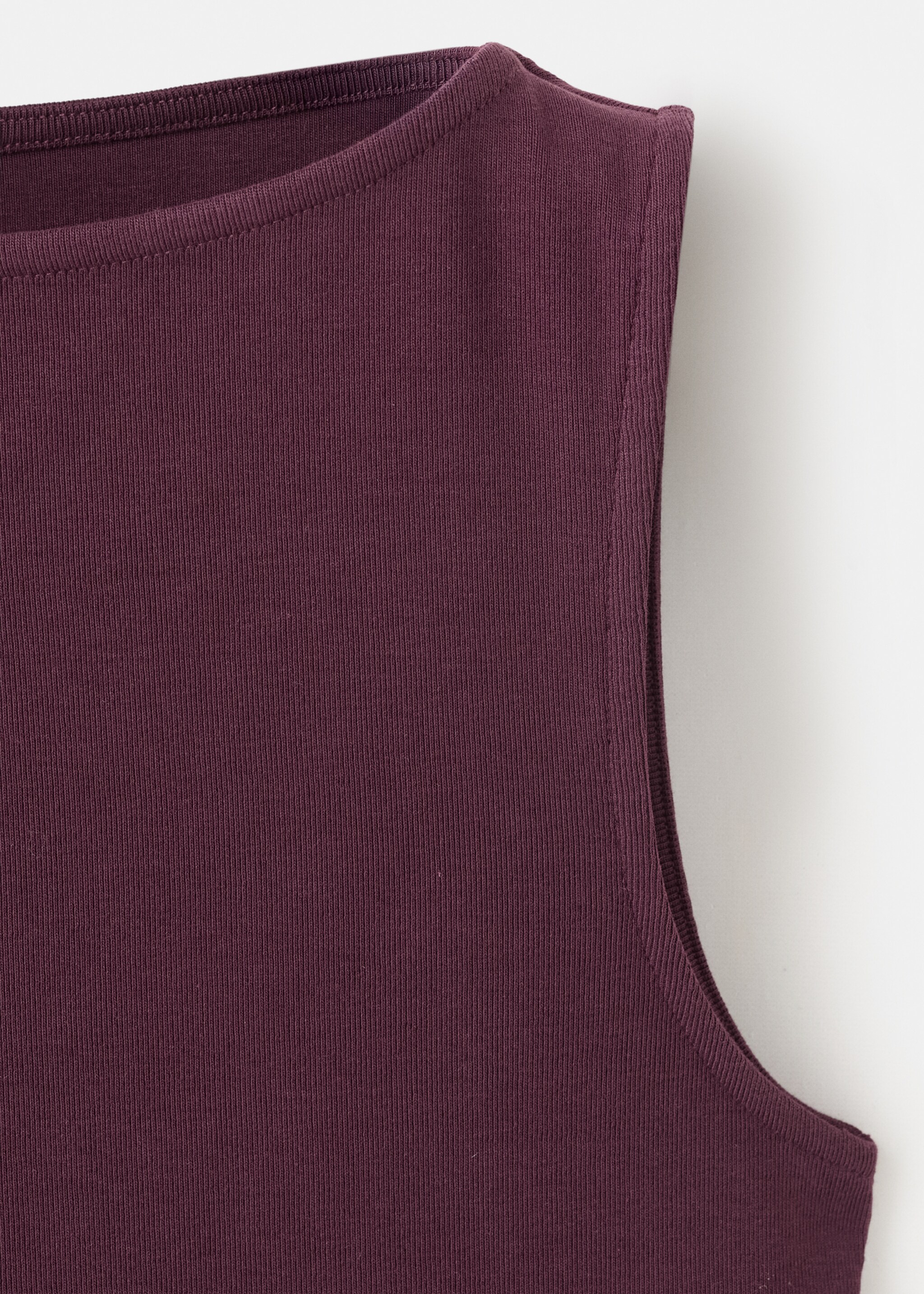 Fitted cotton top - Details of the article 8, Burgundy. Ref: 27095822-00.