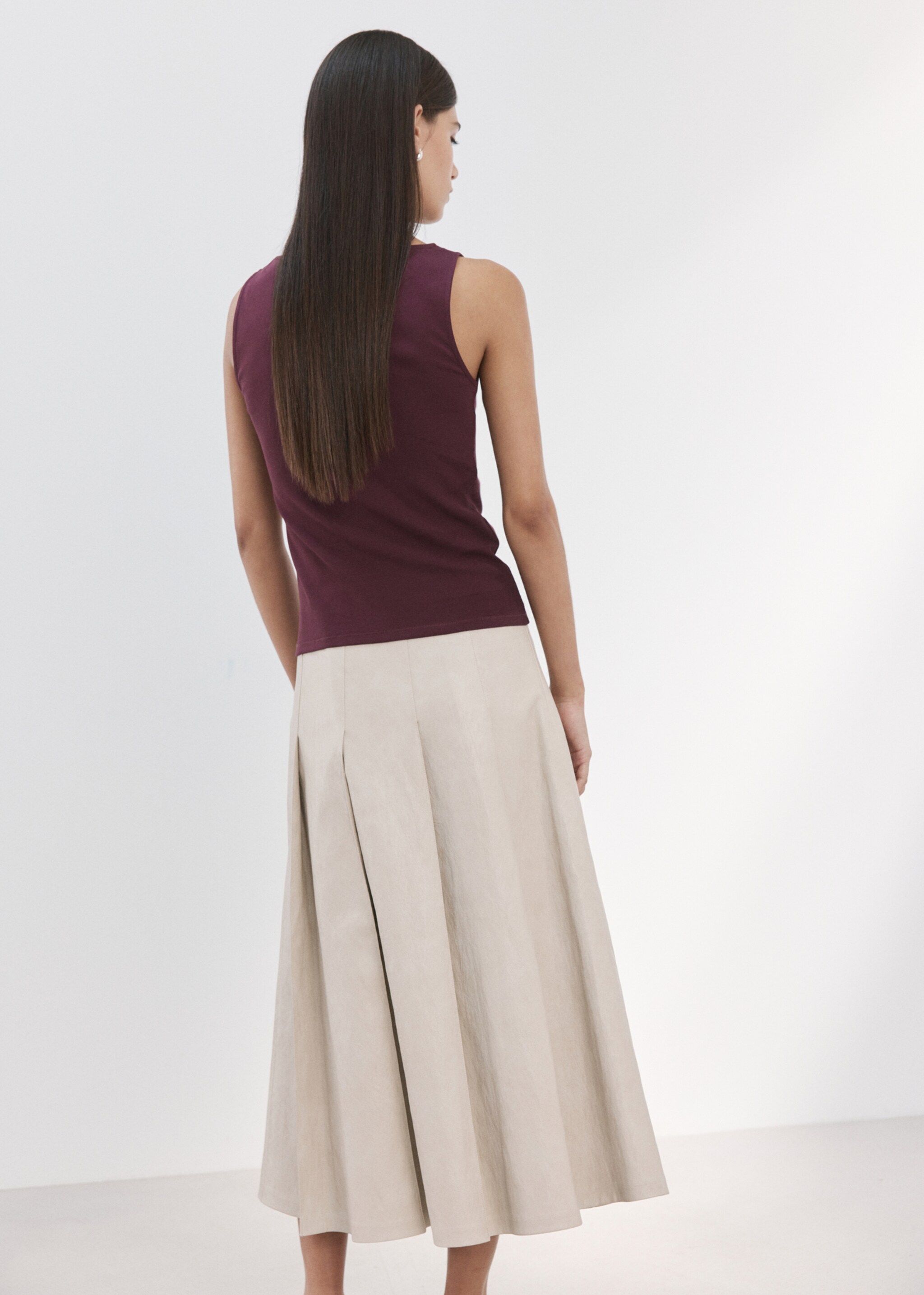 Fitted cotton top - Reverse of the article, Burgundy. Ref: 27095822-00.